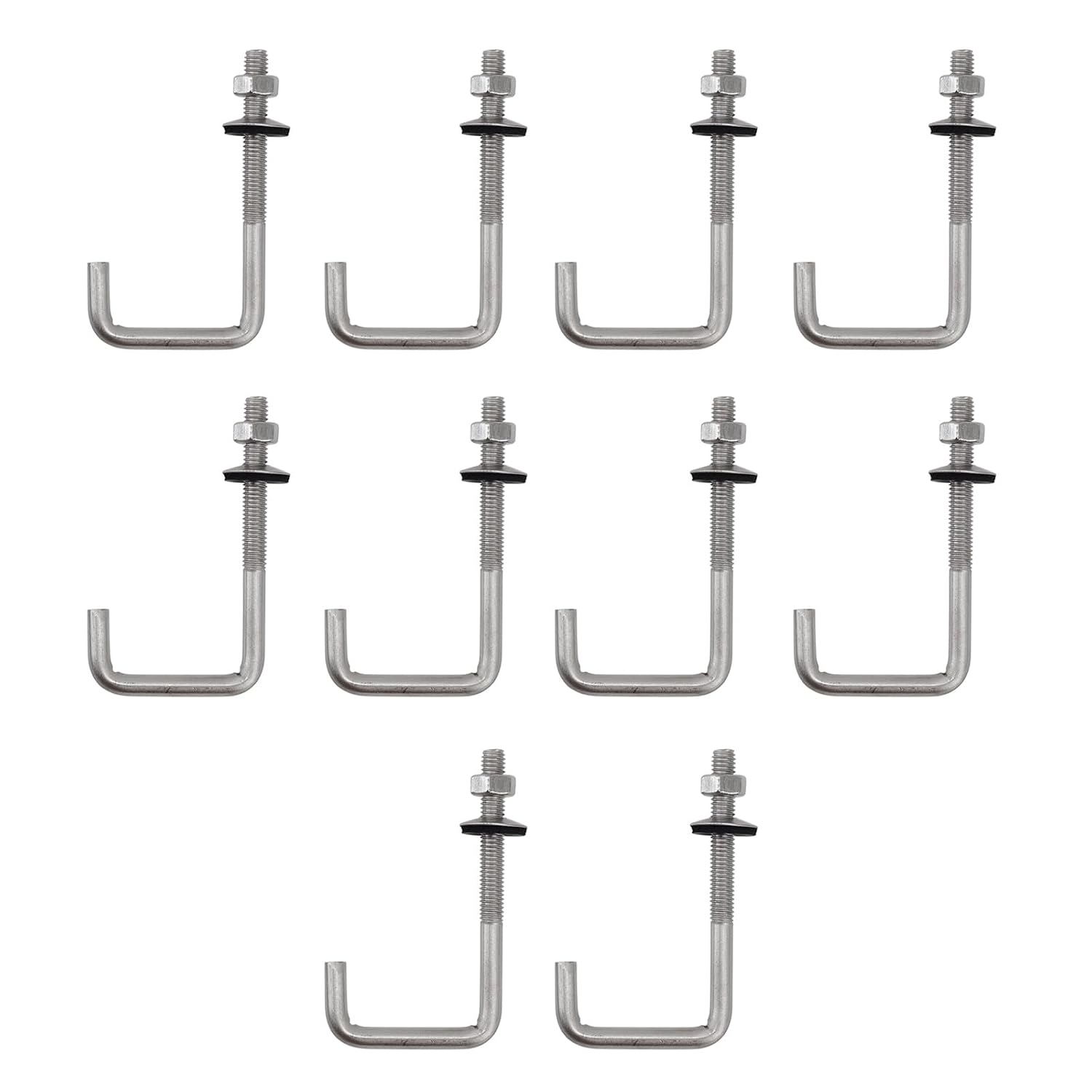 Dachankerbolzen, M6 X 60 X 150 Mm, Edelstahl 304, J-haken, Wandhaken, Langschafthaken, Mit Sechskantmutter, Betonankerschraube, 10 Stück