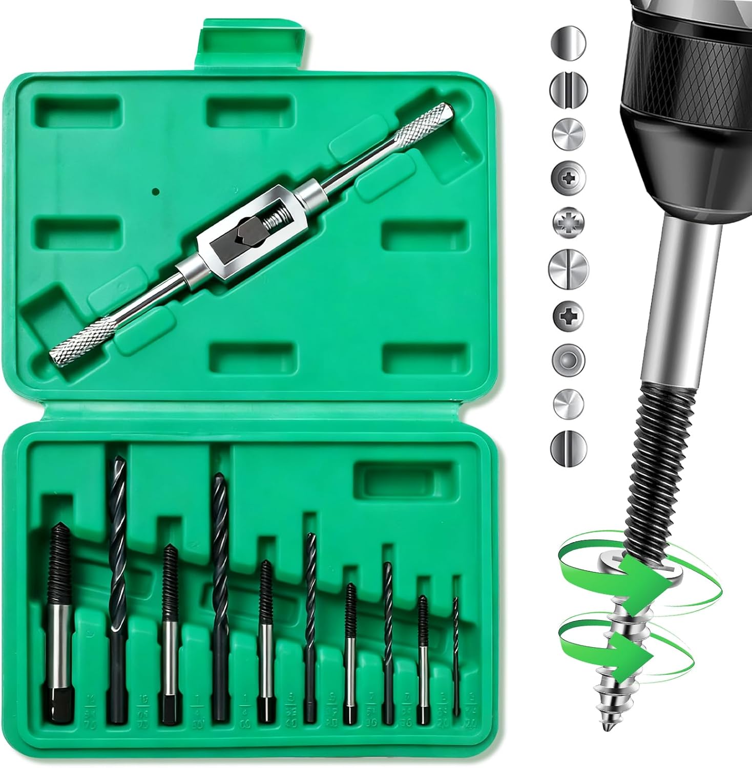 Set Mit 11 Linksgewinde-schraubenausdrehern – Schraubenausdreher – Schraubendreher – Zum Bohren Und Entfernen – Für M3–m12 Und 1/8"–1/2