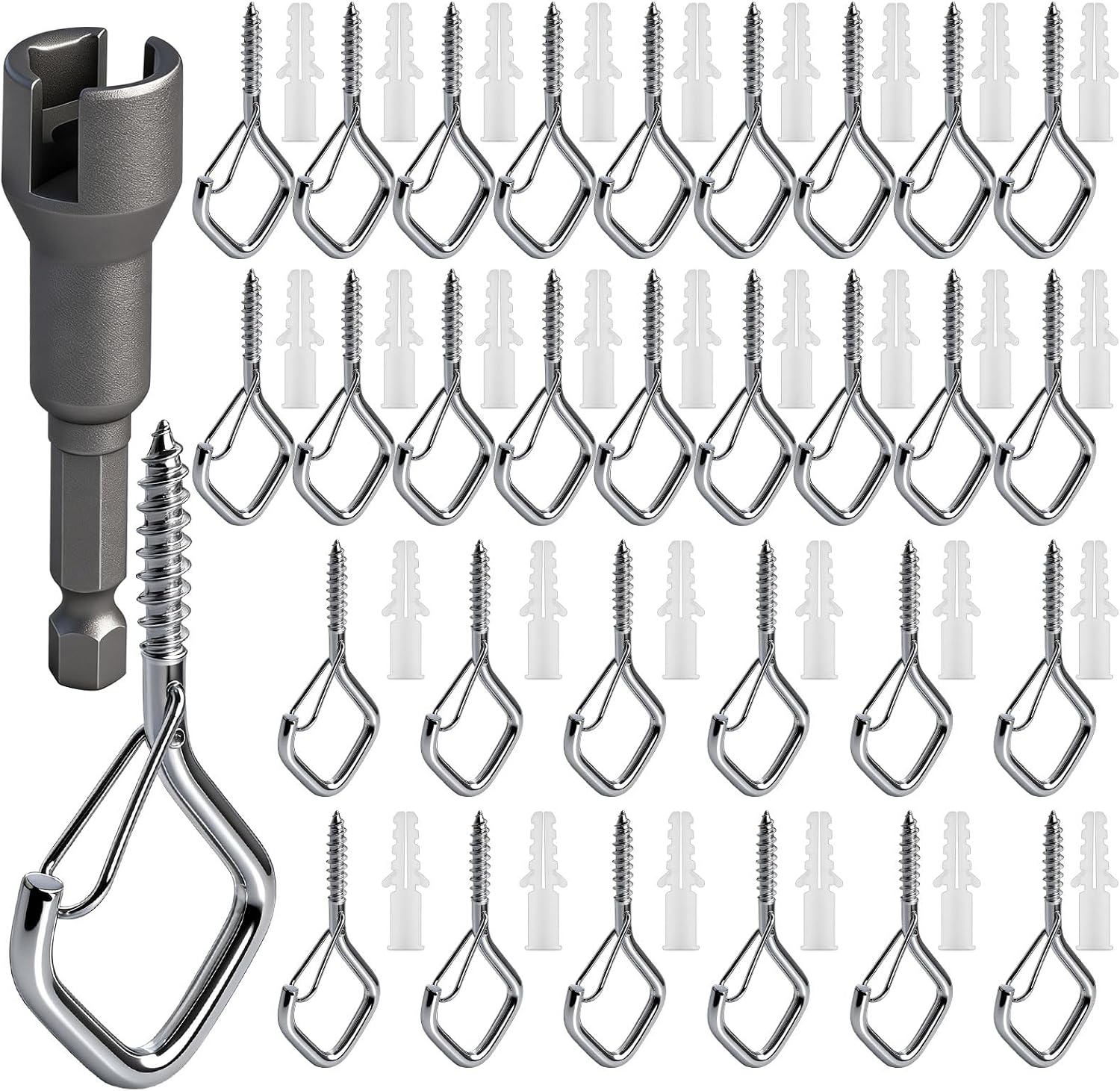 30 Stück Schraubhaken Mit Sicherheitsöse, Wand- Und Deckenschraubenhaken Zum Aufhängen Von Pflanzen, Lichterketten, Windspielen, Blumentöpfen Und Weihnachtsdekorationen