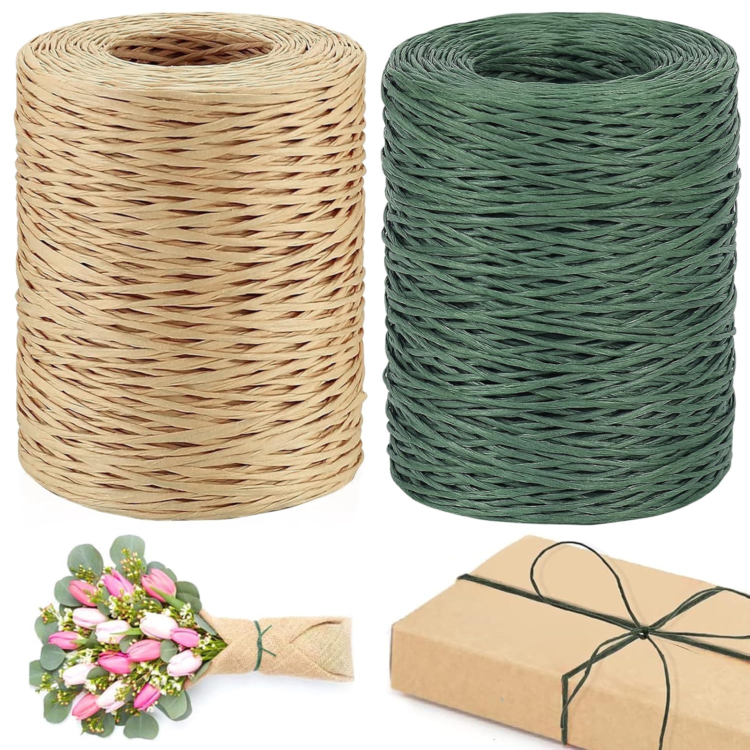 X 200 M Papierdraht, 2 Mm Bastgarn, Kraftpapier-verstärkter Draht, Geeignet Für Blumensträuße, Hochzeiten, Geschenkdekoration Und Diy-projekte