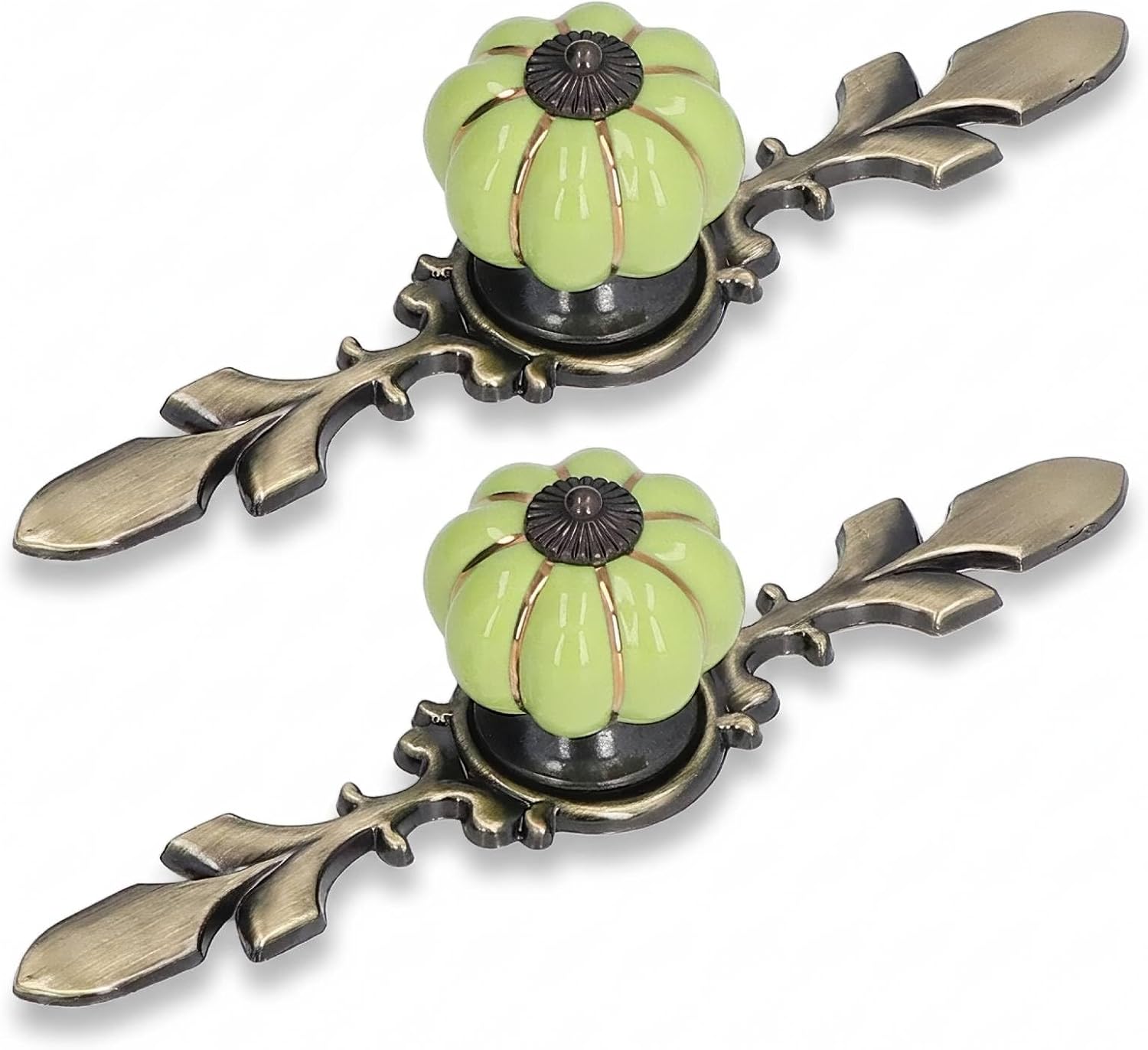 Set Mit 2 Keramik-schrankknöpfen, Kürbisförmige Keramikknöpfe Für Küchenschubladen, Kommoden Und Kleiderschränke