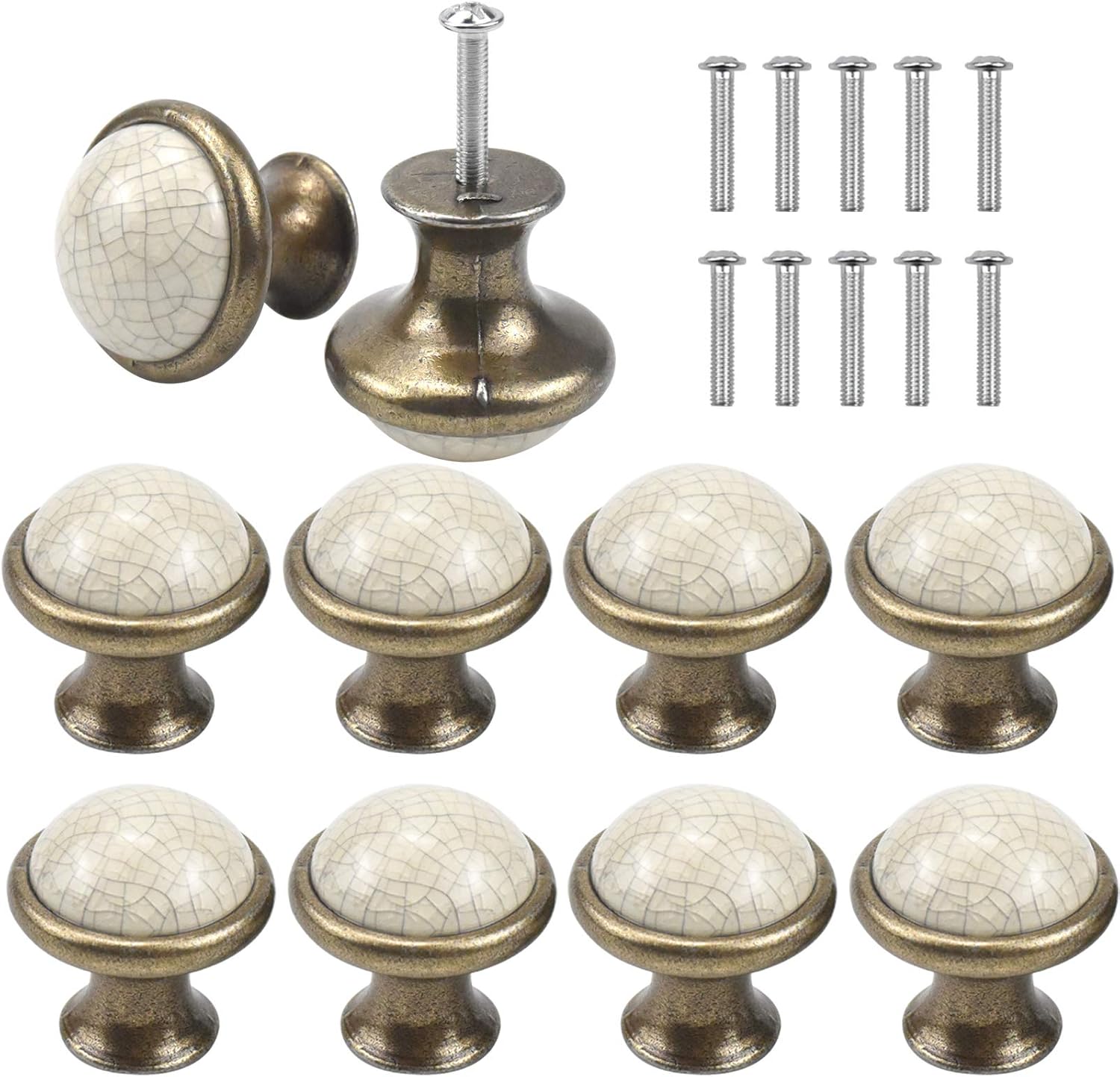 10 Stück Keramik-schubladengriffe, 33 Mm Runde Schubladenknöpfe, Vintage-möbelknöpfe, Türknöpfe, Schrankgriffe