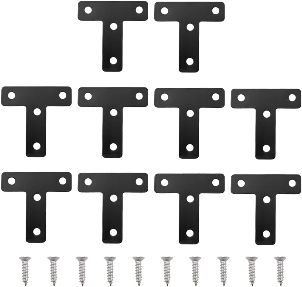 Packung Mit 10 Flachen Edelstahl-eckwinkeln, Möbelreparaturplatte, T-förmiger Flachverbinder, 50 X 50 X 1 Mm