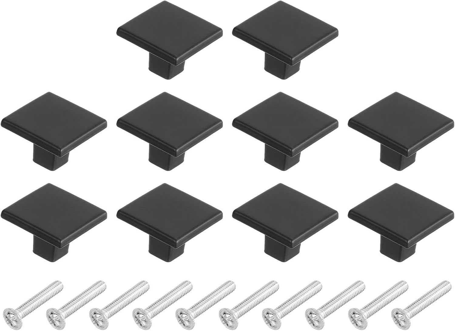 Set Mit 10 Quadratischen Schrankknöpfen (3,1 Cm) Aus Massiver Aluminiumlegierung Für Küchenschränke, Schlafzimmer, Kommoden, Kleiderschränke, Schwarz