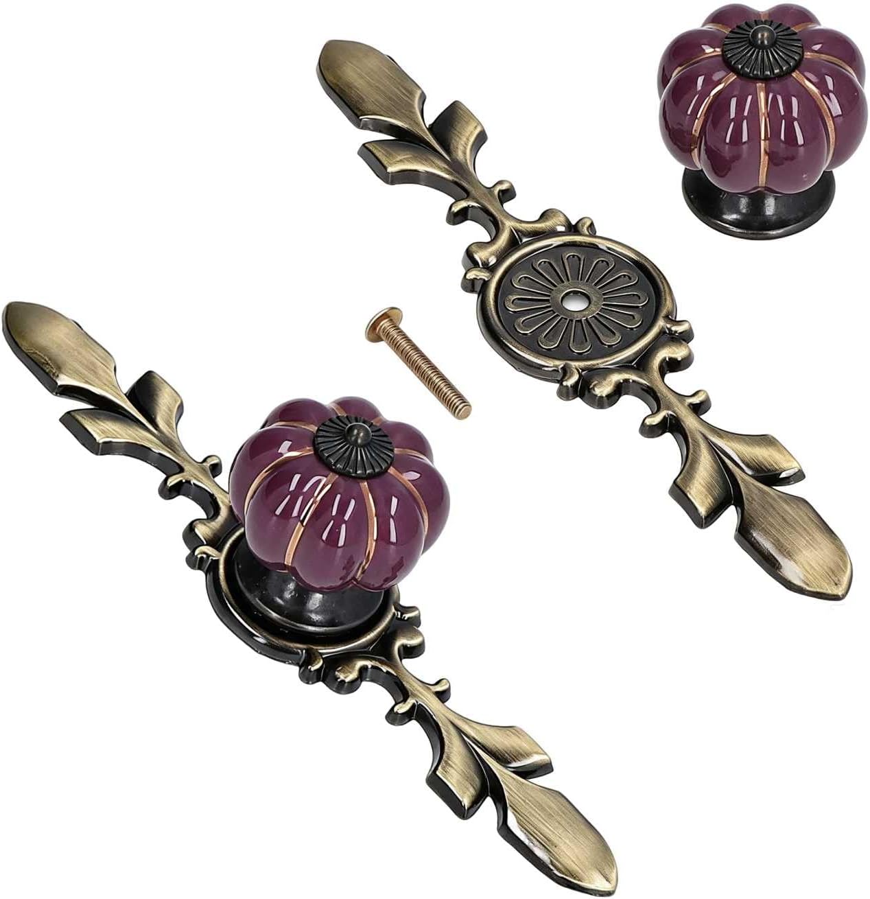 Set Mit 2 Keramik-schrankknöpfen, Kürbisförmige Keramikknöpfe Für Küchenschrankschubladen, Kommode, Kleiderschrank (lila)