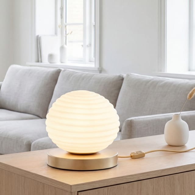 Tischleuchte Metall Glas E27 Rund D: 32 Cm 28 Cm In Gold Weiß Modern Tischlampe