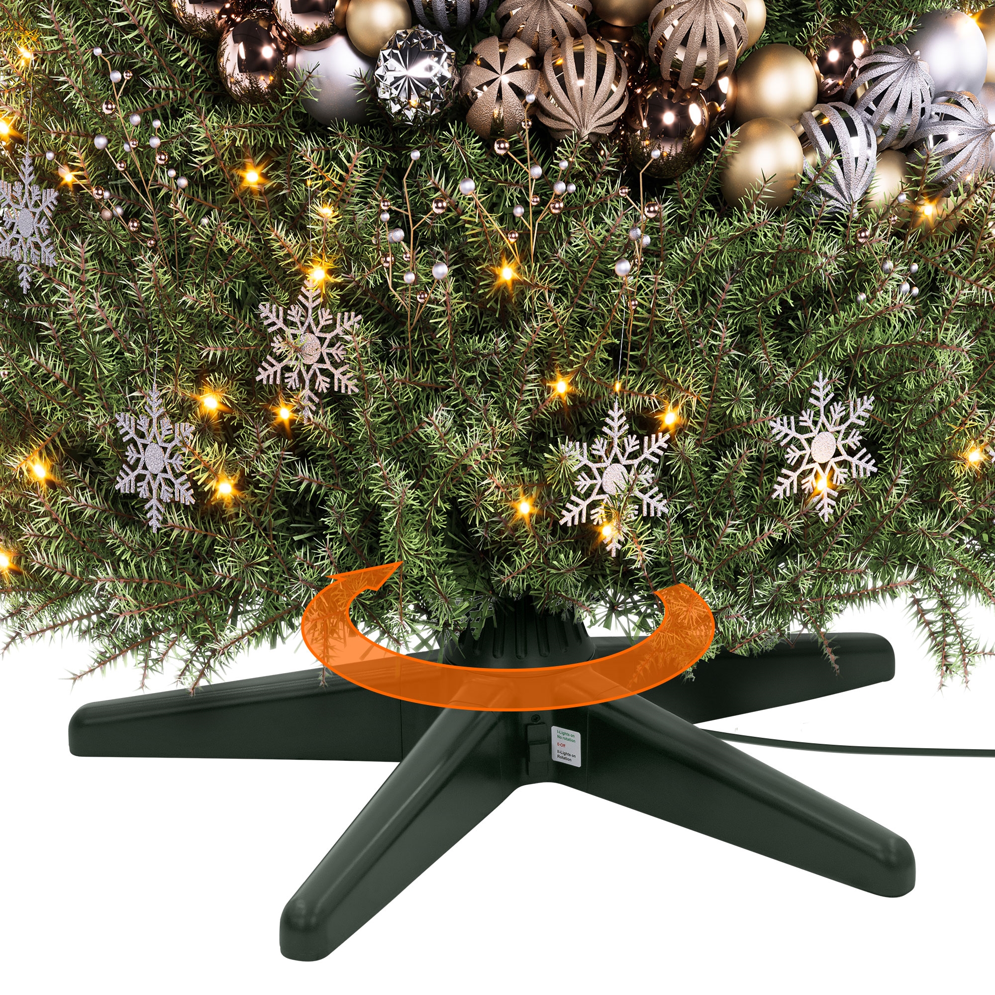 Ecd Germany Drehbarer Weihnachtsbaumständer, Elektrischer Christbaumständer, Verstellbarer Tannenbaumständer Für Bäume Bis 240 Cm Höhe, 360-grad-rotation Sockel, 3 Adapter-kappen, Stabil, Grün, 65 Cm
