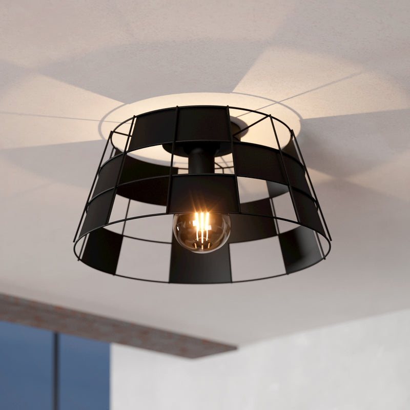 [neuwertig] B-ware Eglo Deckenleuchte Designerleuchte Pontefract Dimmbar Schwarz Ø42cm Stahl