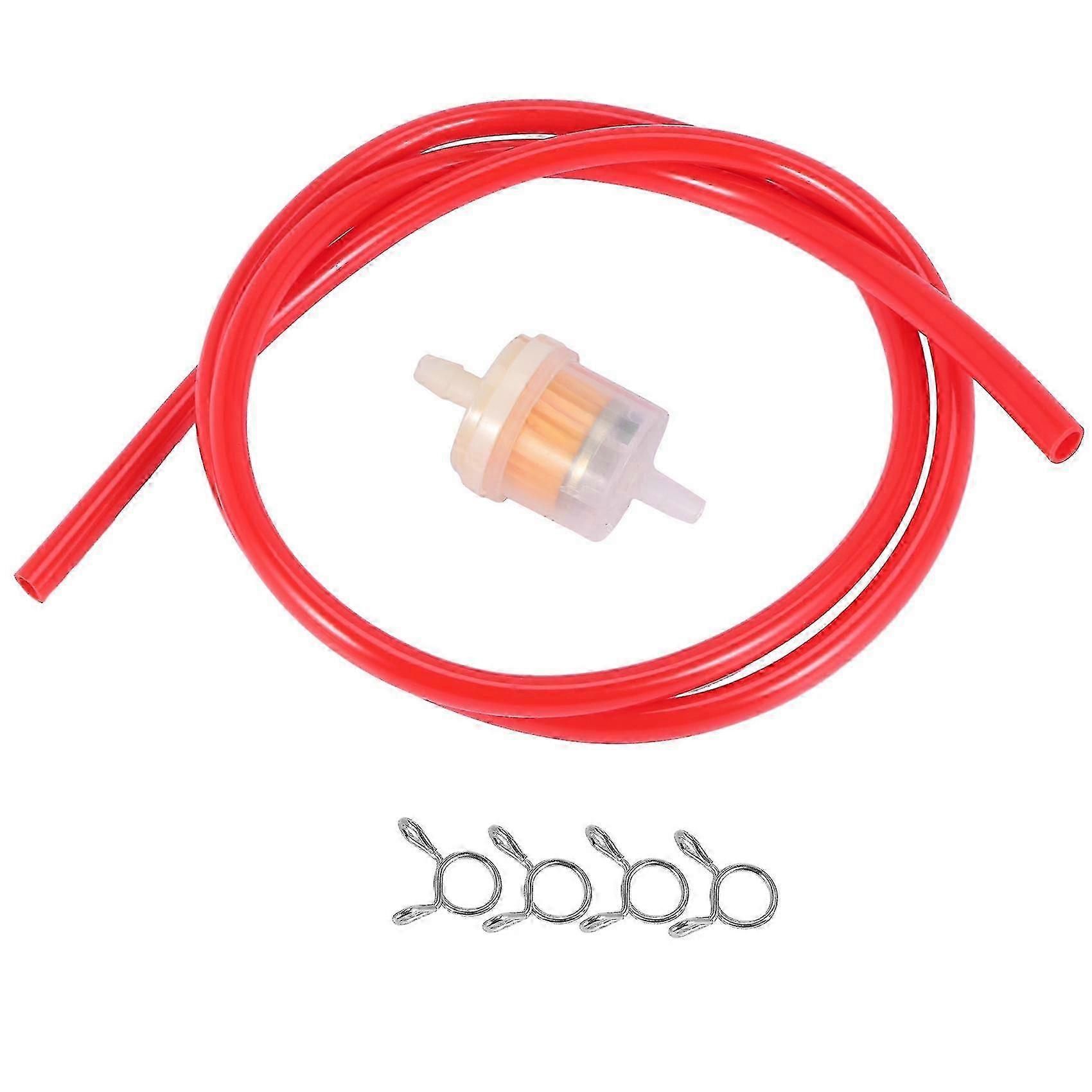6-mm-kraftstofffilter + Kraftstoffschlauch + 4 Mini-clips Für Roller/motocross (rot)