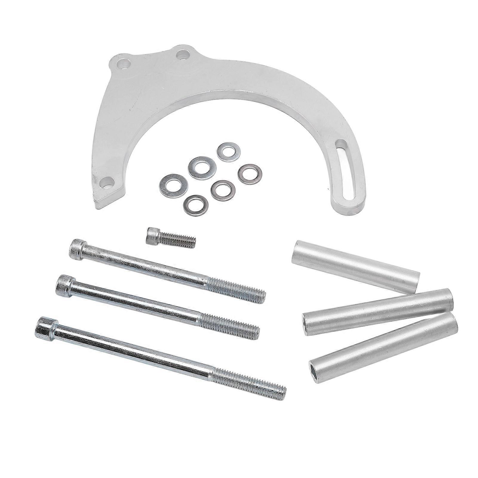 Silberner Cnc-gefräster Lichtmaschinenhalterungssatz Aus Aluminium, Kompatibel Mit Langer Wasserpumpe Für Chevy Small Block Motoren.