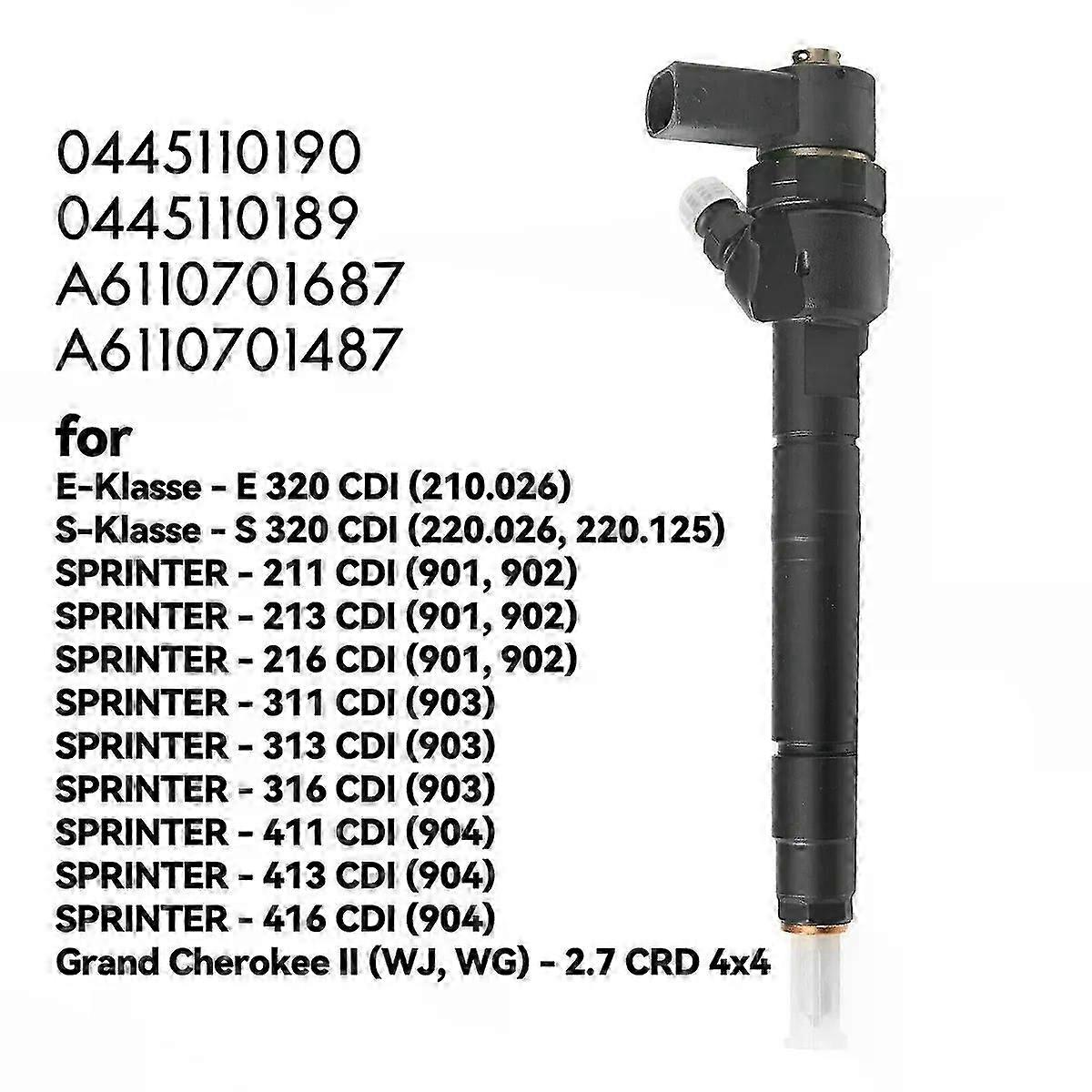 0445110190 Neue Diesel-einspritzdüse 0445110189 A6110701687 Kompatibel Mit Mercedes-benz Sprinter 2, 2 Und 2.7 Cdi Und Jeep Grand Cherokee Ii