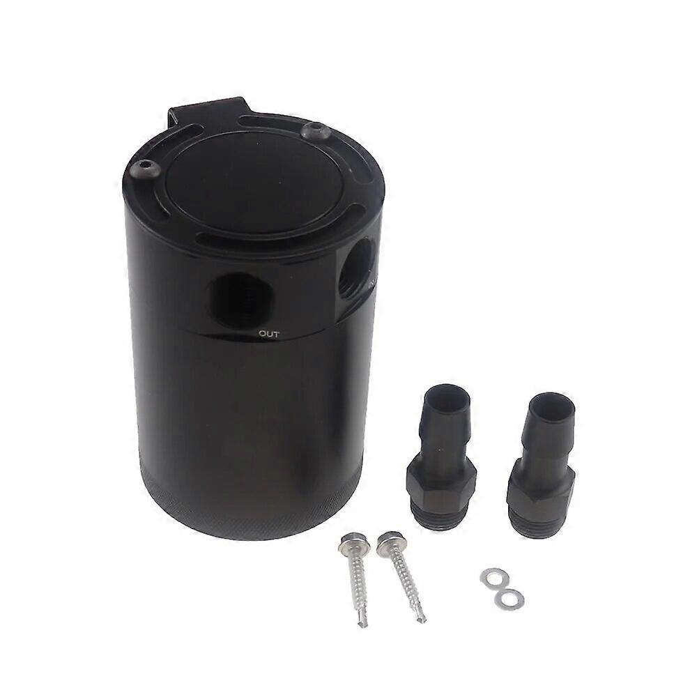 Kraftstofftank Mit 2 Anschlüssen, Ölabscheider Und Ablassventil, Schwarz Und Silber Eloxiert, Universell Einsetzbar.