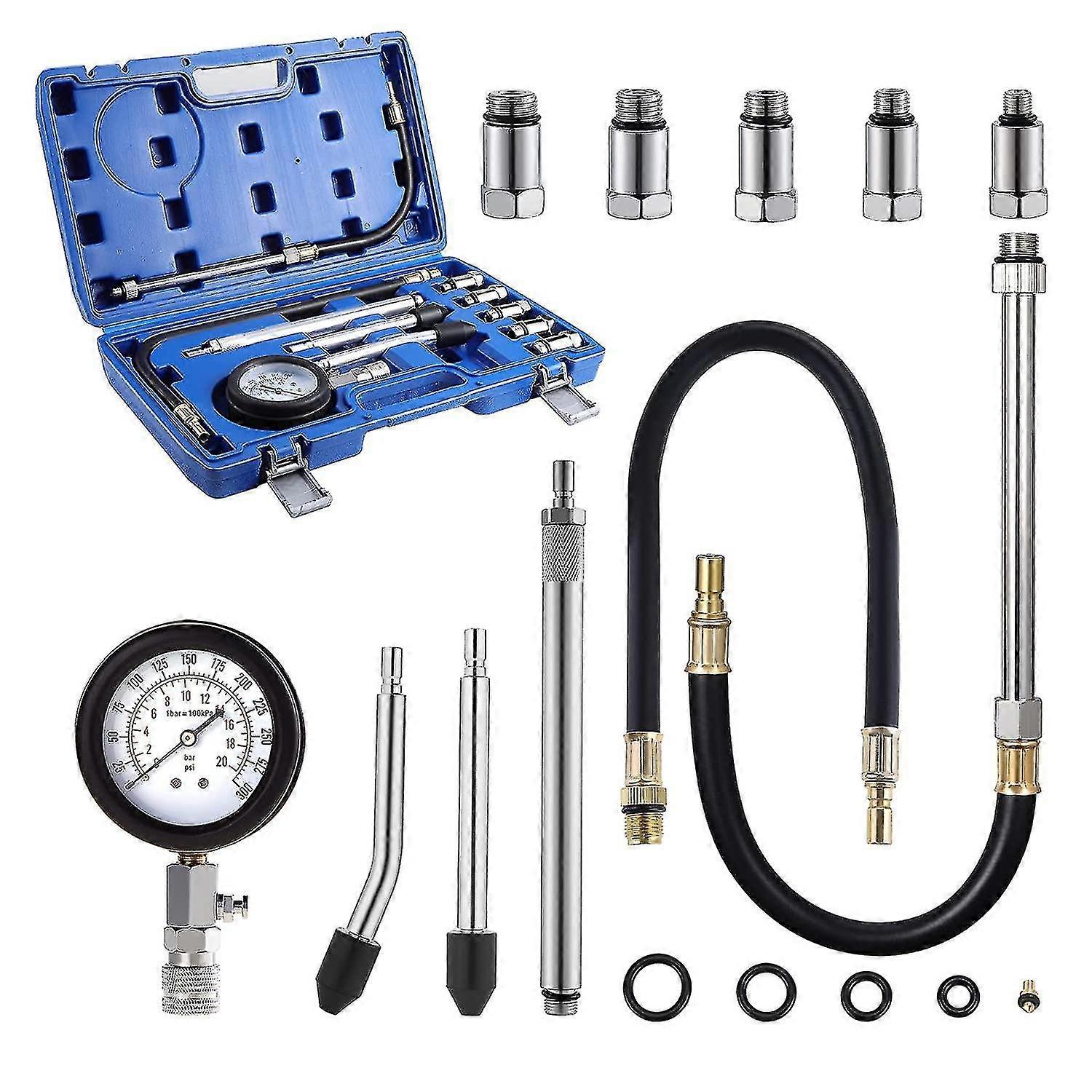 11-teiliger Kompressionsprüfsatz Für Motorzylinder, Diagnosegerät Für Benzindruck, Kompressionsprüfsatz Für Benzinmotoren.