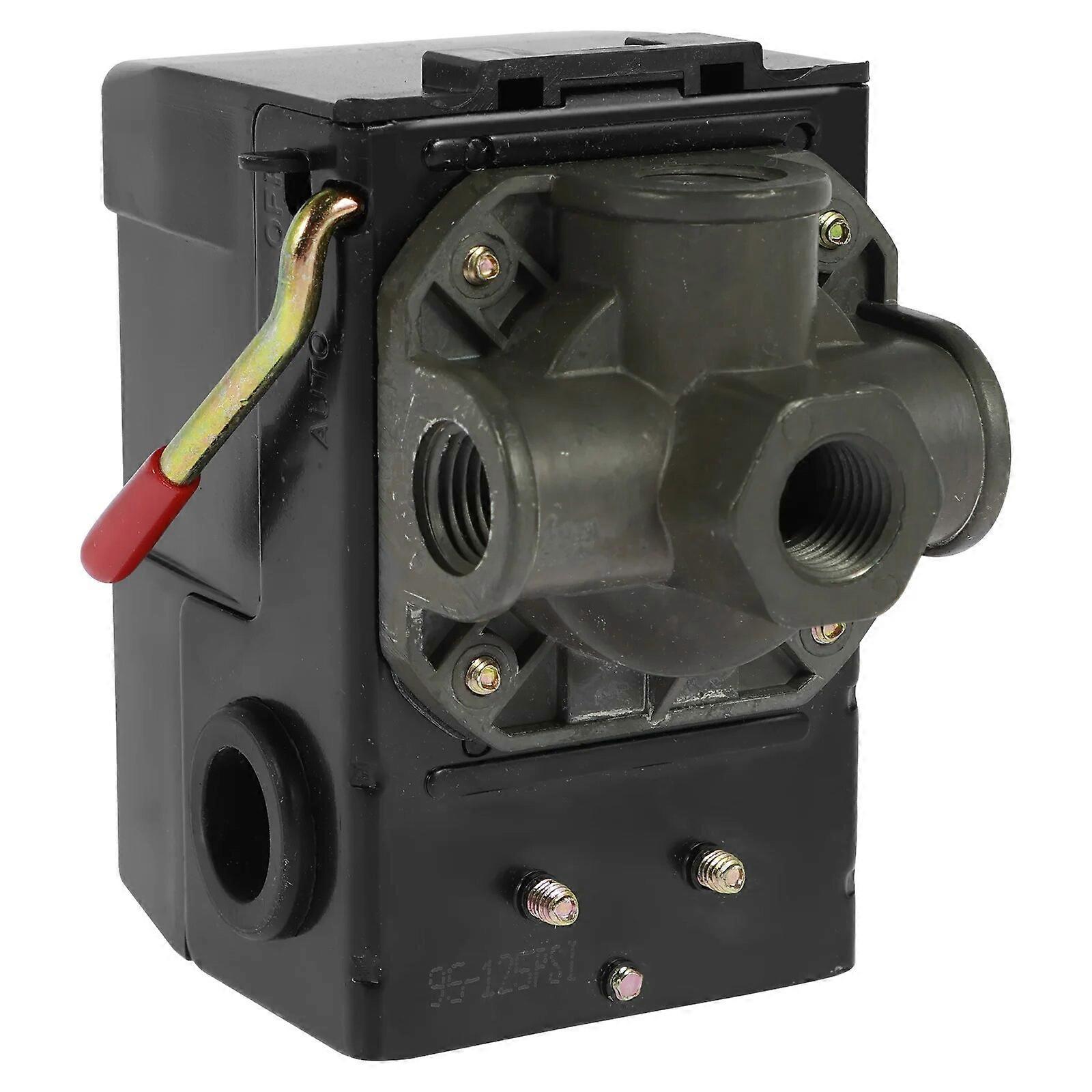 Neuer Druckschalter Für Luftkompressor, 4 Anschlüsse, 95-125 Psi Regelung, 1/4" Npt Gewinde, 20 A. Sicheres Ersatzteil Mit Sicherheitsventil.