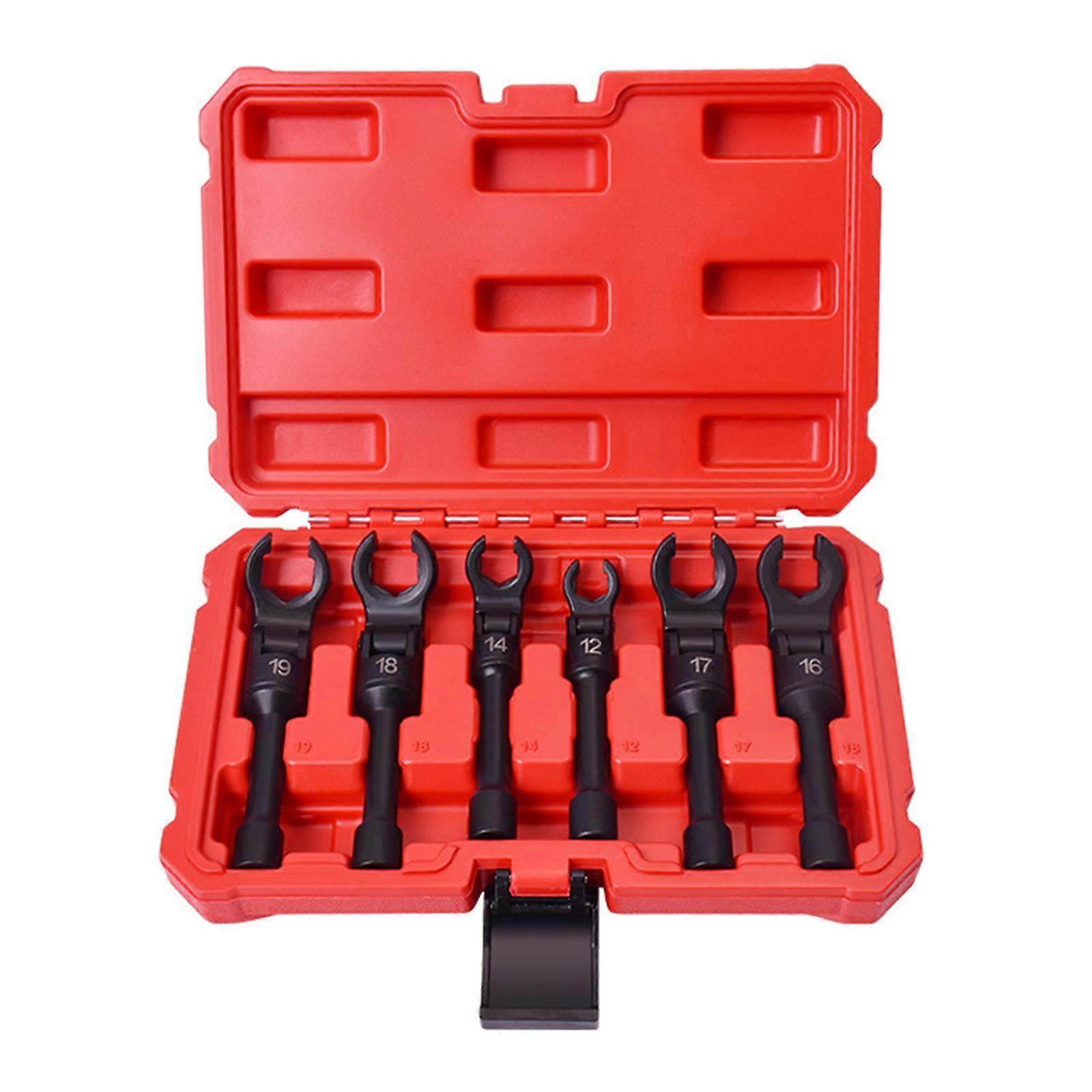 Satz Mit 6 Langen, Flexiblen Steckschlüsseln Für Einspritzdüsen, 3/8"-antrieb, Krähenringmutternschlüssel, 12 Mm Bis 19 Mm