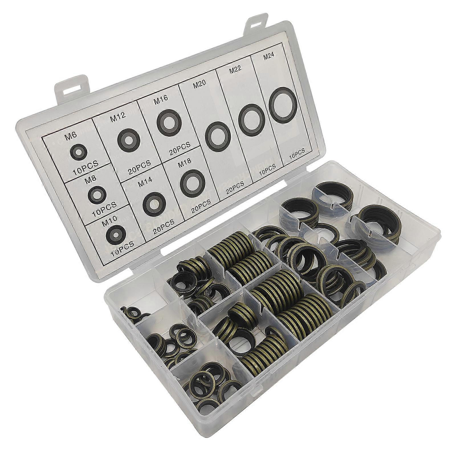 150-teiliges Mehrzweck-dichtungsscheiben-set Aus Gummi Mit Box. Komplettes Set An Gummidichtungen Für Vielfältige Anwendungen.