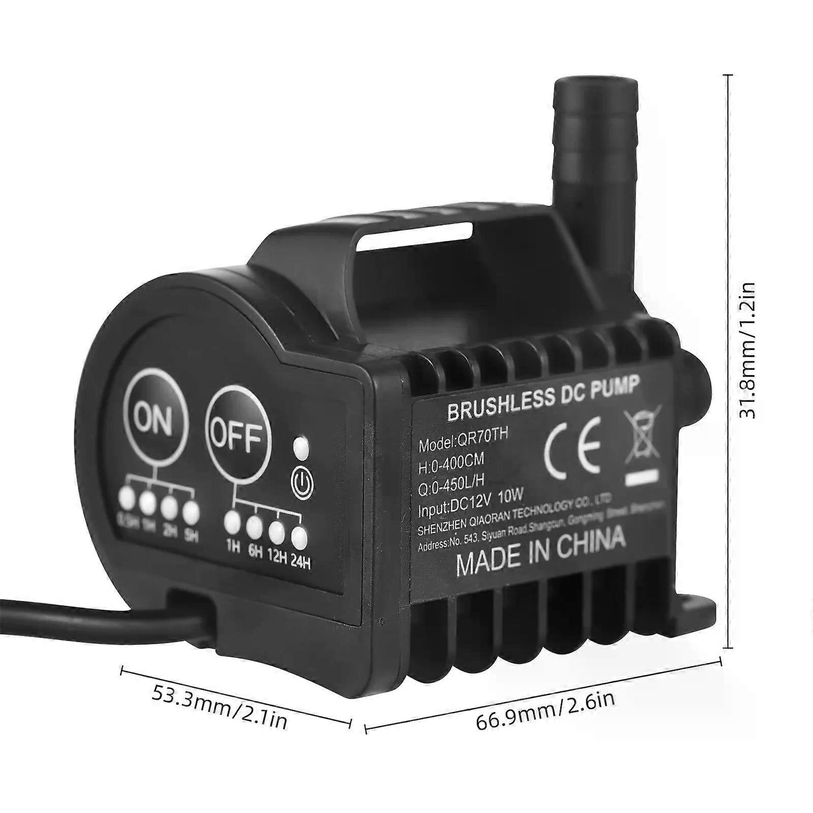 Mini-12v-wasserpumpe Mit 4-stufigem Ein-/ausschalttimer, Beschleunigungs- Und Verzögerungsfunktion, Maximaler Fördermenge Von 700 L/h, Förderhöhe Von 30 M (98 Ft), 20 M (65 Ft) Fema-gleichstromversorg