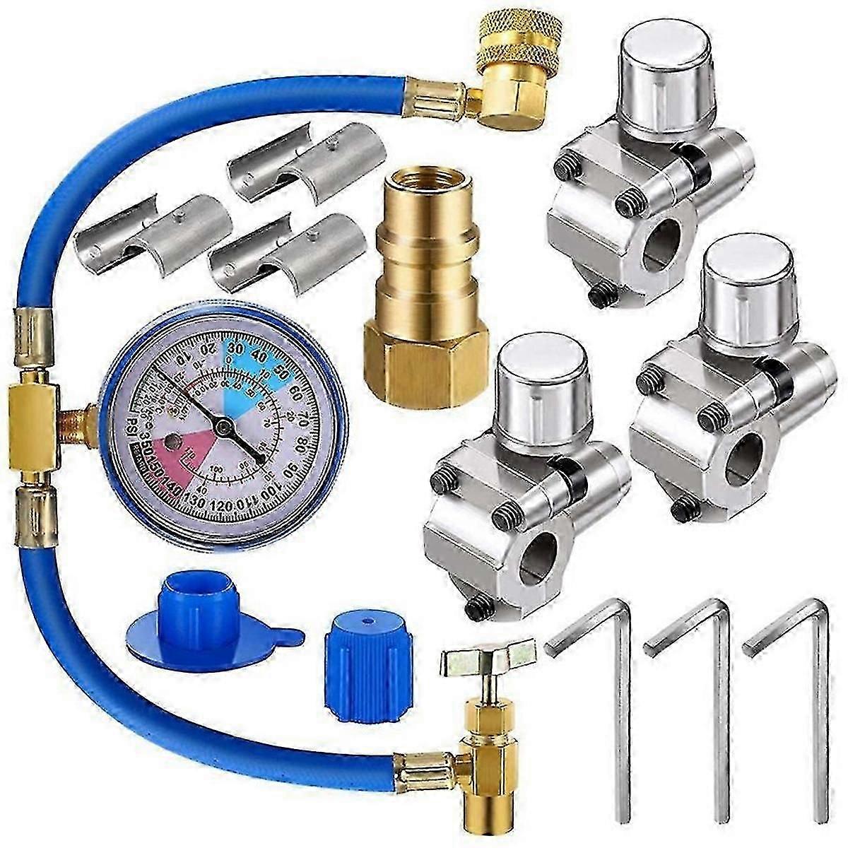 Geeignet Für Das Bpv31-bohrventilset (3er-pack) Mit U-förmigem Füllschlauch Und Manometer Für R134a-kältemittelpatrone