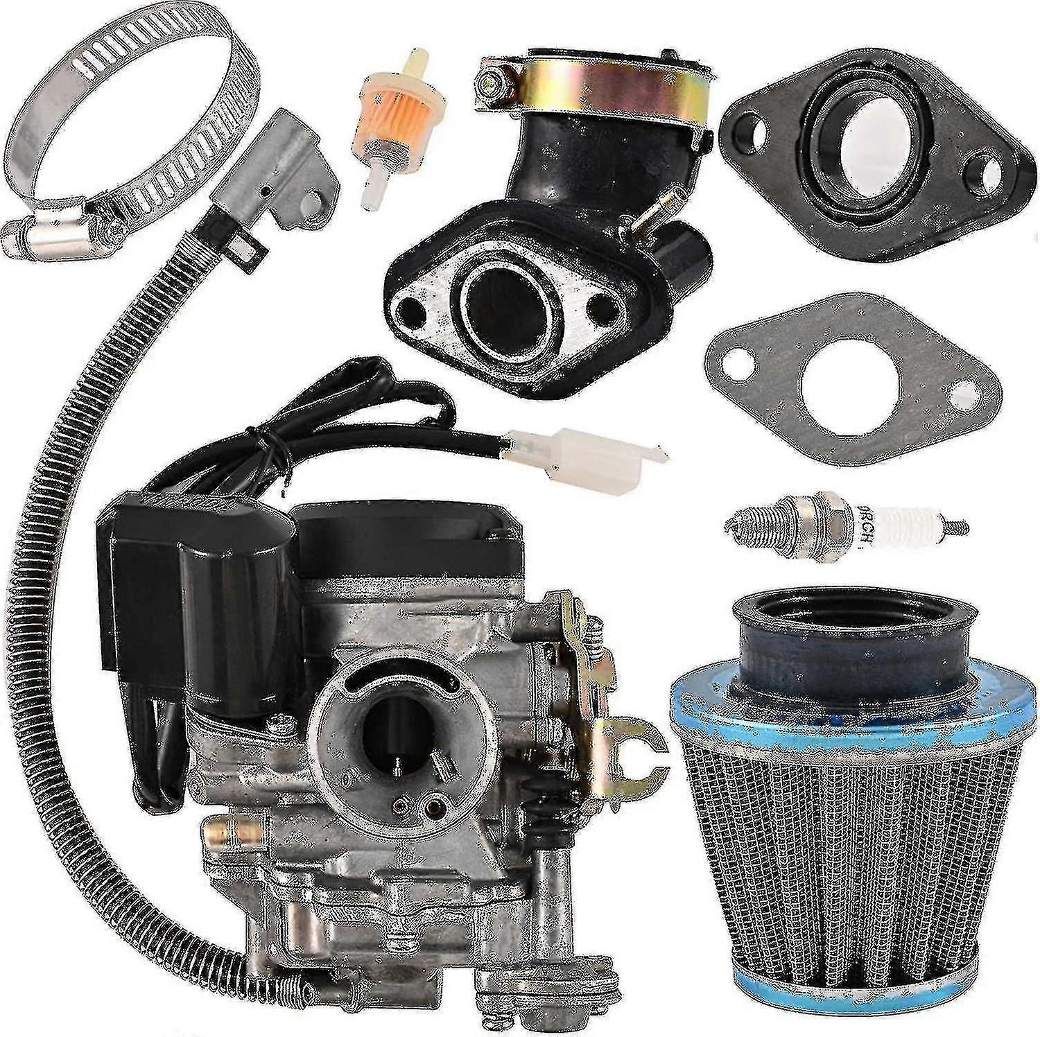 Gy6 50cc/49cc Vergaser Für Taotao 139qmb 4-takt-motor (roller, Quad, Moped, Kart). Lieferumfang: 18-mm-vergaser, Ansaugkrümmer, Luftfilter, Kraftstofffilter Und Zündspule.