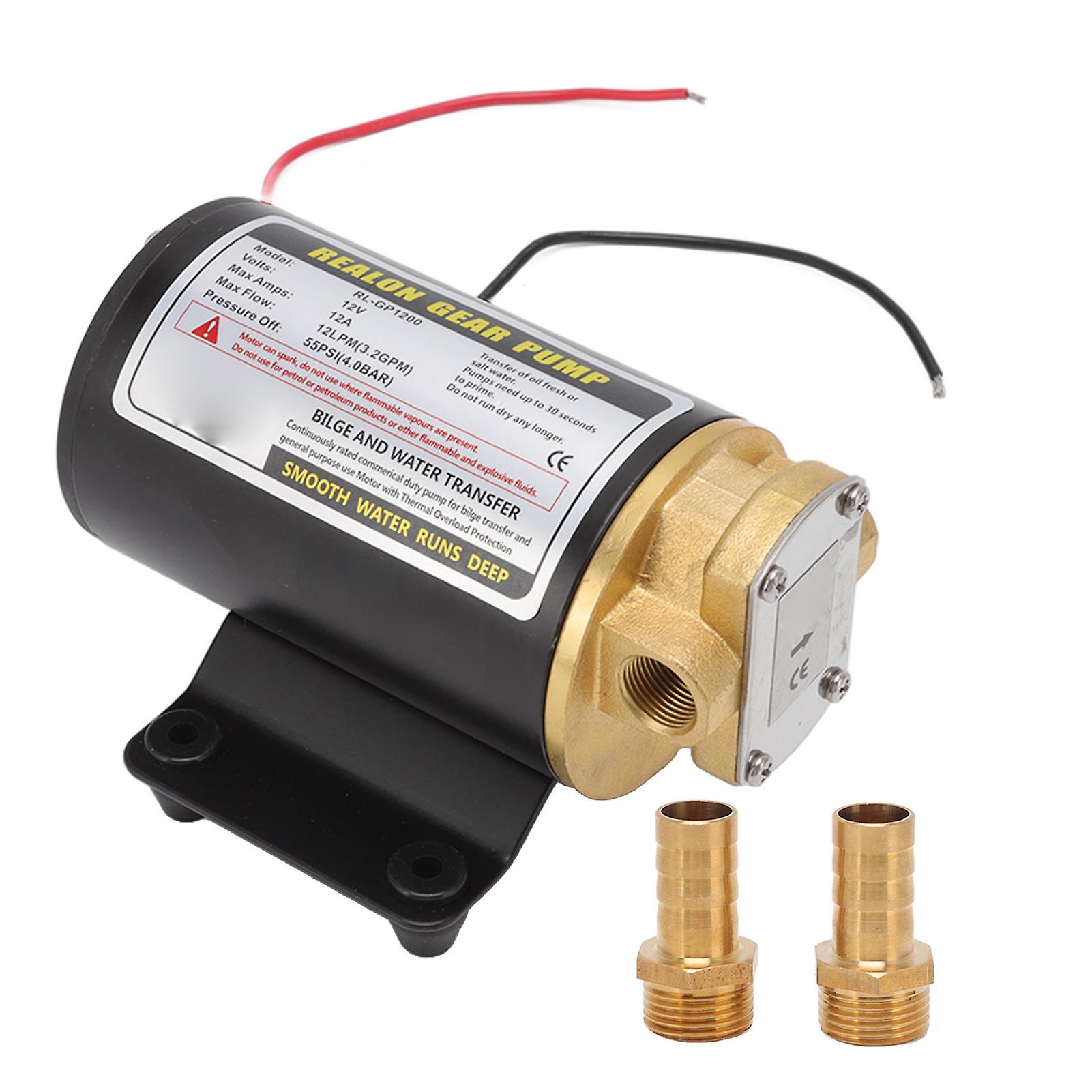 Elektrische Zahnradölpumpe Mit Thermoschutz, Ölförderpumpe Und Messinganschluss Für Dieselmotor Rl Gp1200 12v 12a