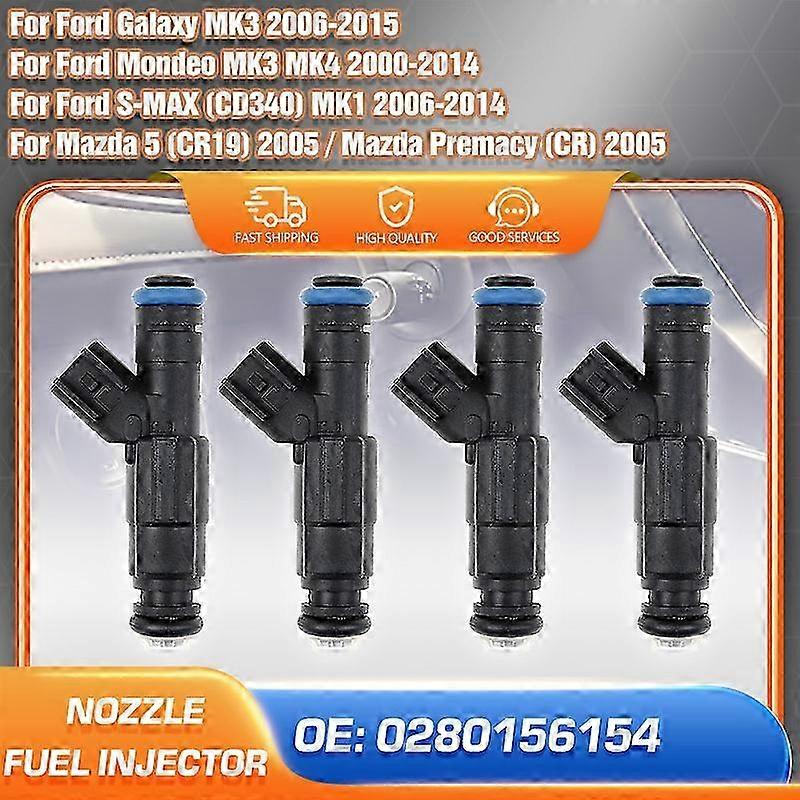 Einspritzdüsen Für Ford Mondeo (2000–2014), Galaxy S Max (2006–2015, 2,0-liter-vierzylinder) Und Mazda 5 Premacy (2005) (4er-set, Teilenummer 0280156154). Geeignet Für Kraftstoff Der Spezifikation A.