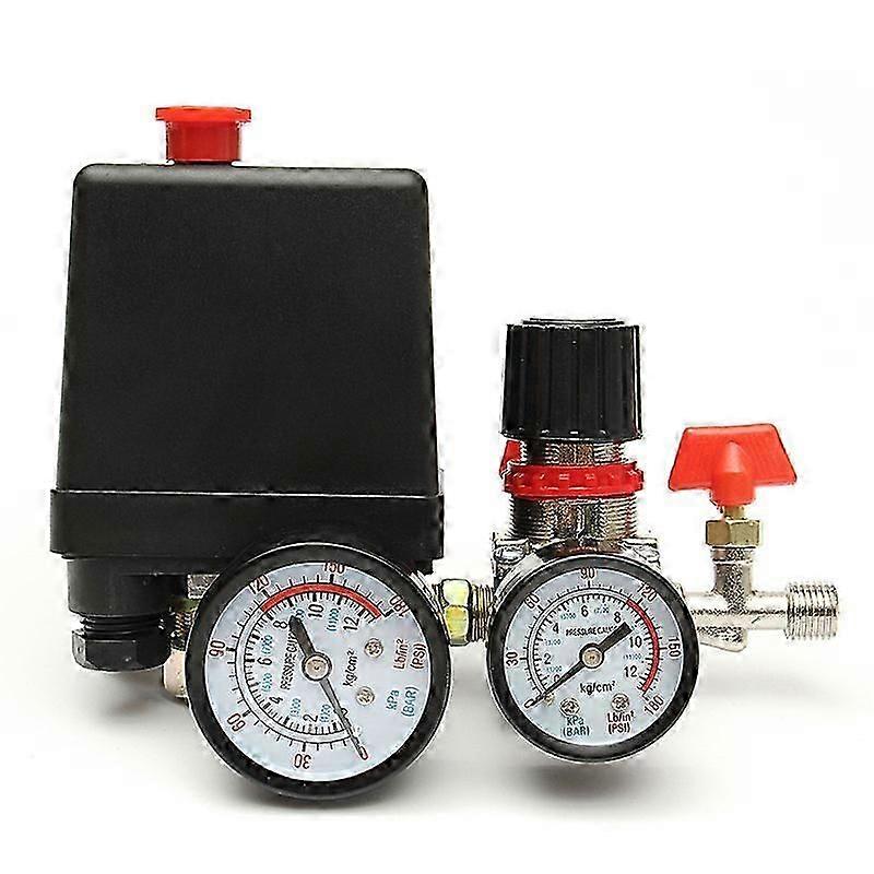 Einzigartiger 120-psi-luftkompressor Mit Druckregelung, Manometern, Regler, Verteiler, Überdruckventil, Beleuchtung, Schalter Und Druckregler.