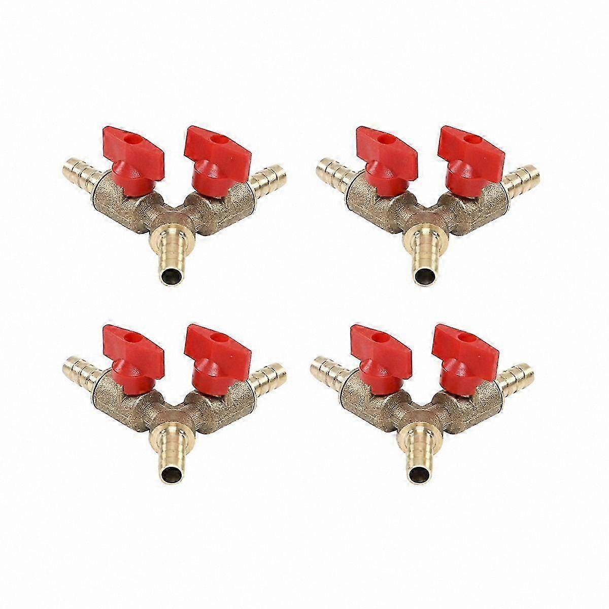 Satz Von 4 3-wege-absperrventilen Mit Schlauchanschluss Für Brennbare Gase, 8 Mm Y-förmiger Absperrventiladapter Aus Messing.