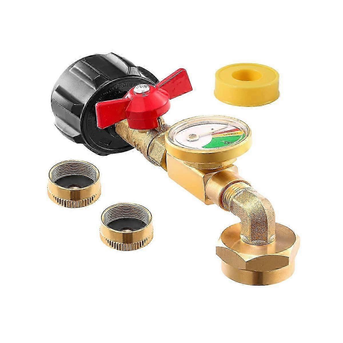 Qcc1 Propangas-füllwinkeladapter Mit Manometer Für Propangastanks, 90-grad-fülldruckadapter Mit