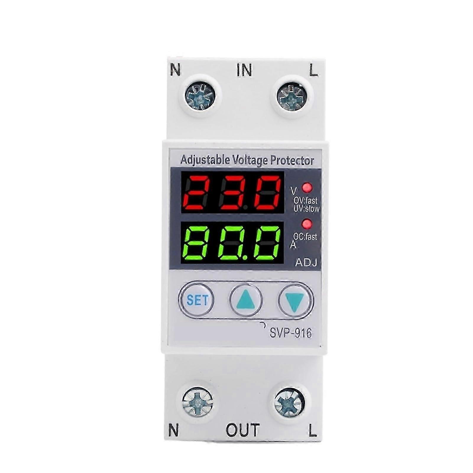 230v 63a Überspannungsschutzrelais, Din-schienenmontage, Einstellbar, Mit Dualer Led-anzeige Und Automatischer Wiederverbindung 26-27