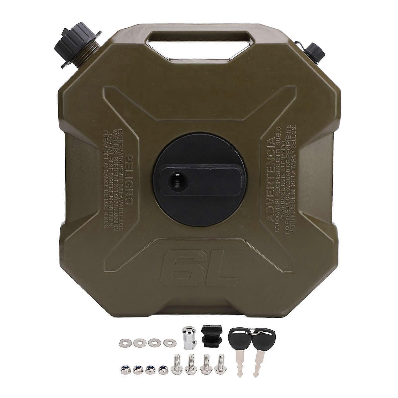 6-liter-kraftstoff-/öltank (1,6 Gallonen), Grün, Großes Fassungsvermögen, Für Auto, Motorrad, Utv, Quad, Geländefahrzeug, Mit Halterung.