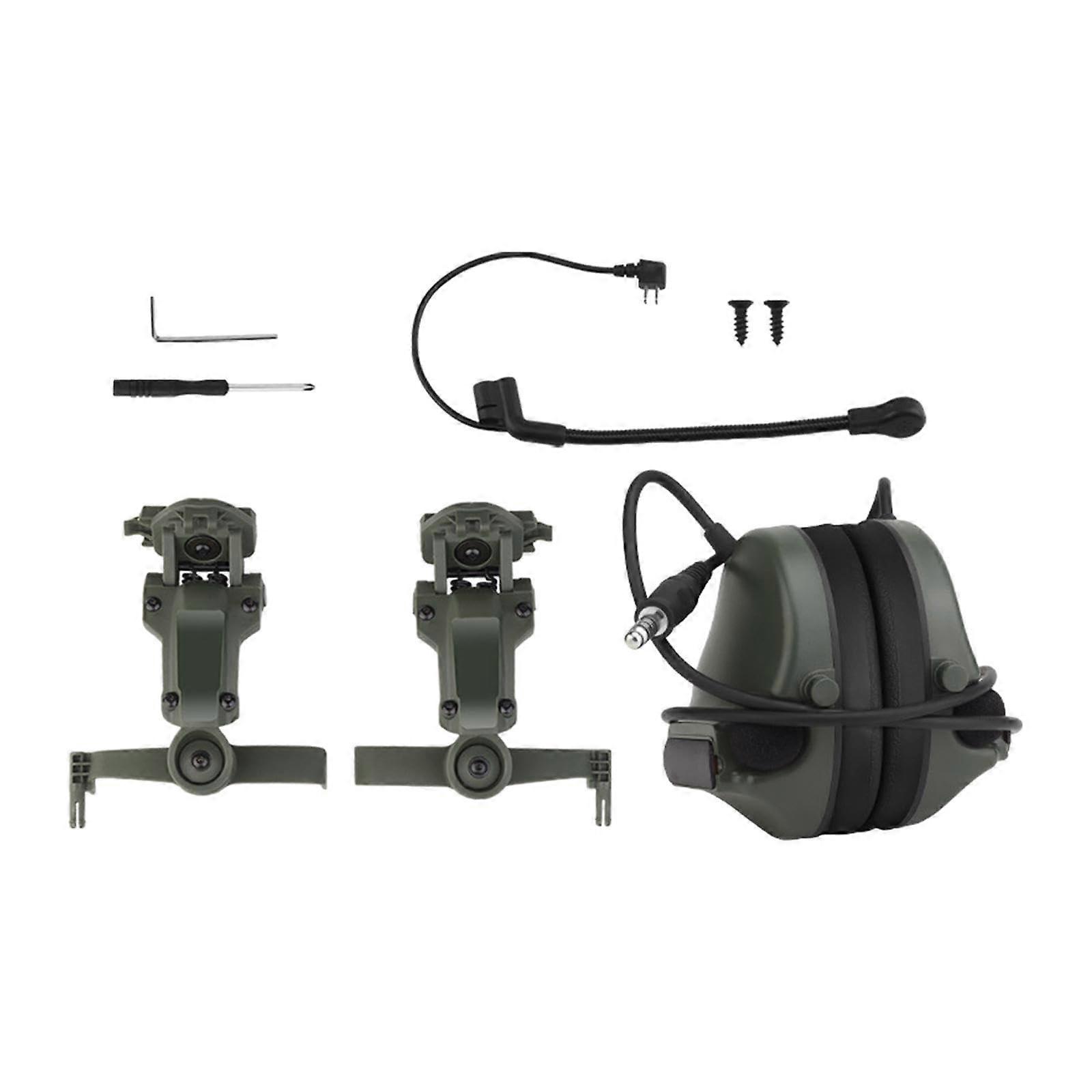 Taktisches Kommunikations-headset Mit Mikrofon, 360°-drehung, Beidseitig Tragbar (links/rechts), Helmbefestigung, Grün