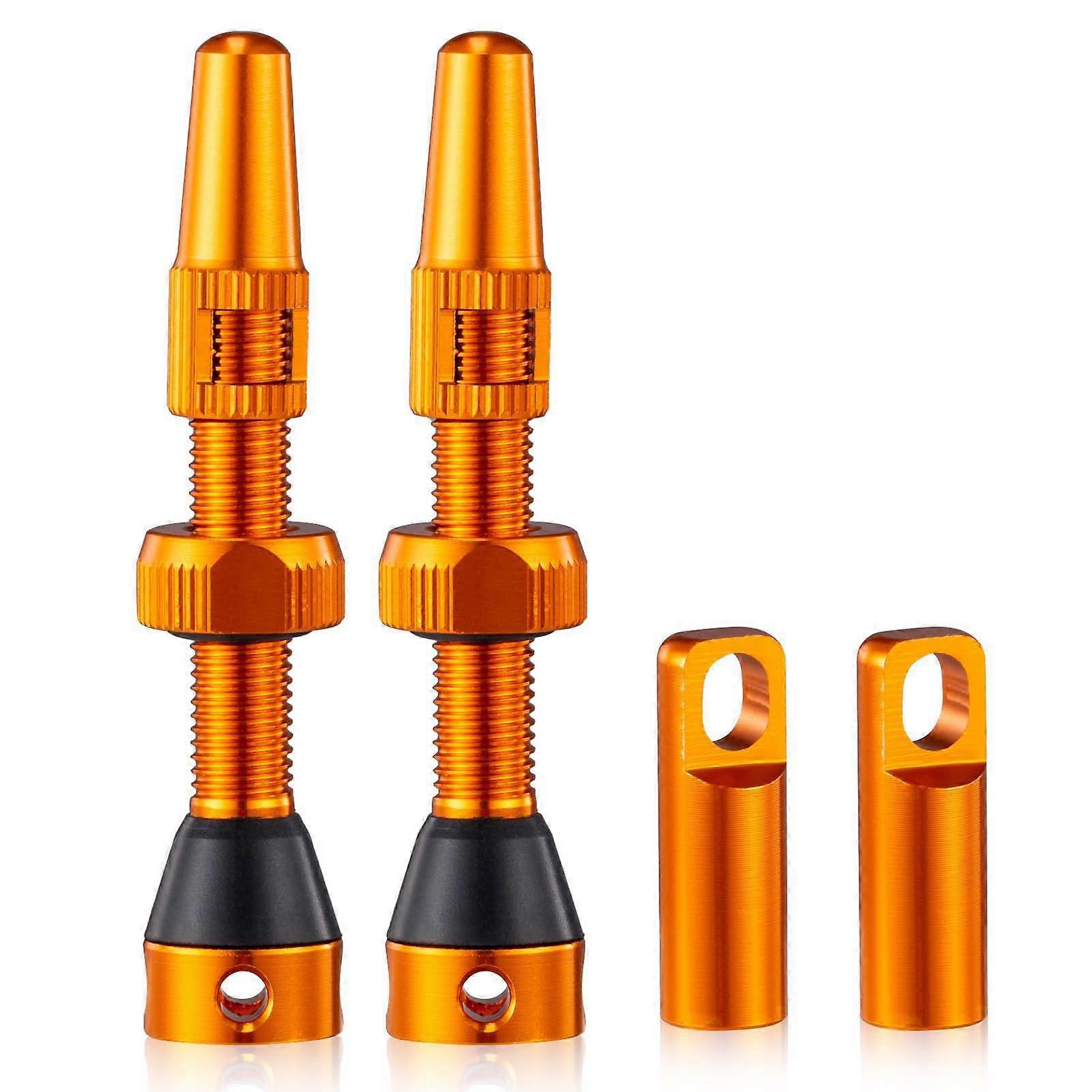 Universelle, Leichte Aluminium-tubeless-ventile Für Fahrräder, Reifenreparaturwerkzeug Für Einfache Wartung, Orange, 44 Mm