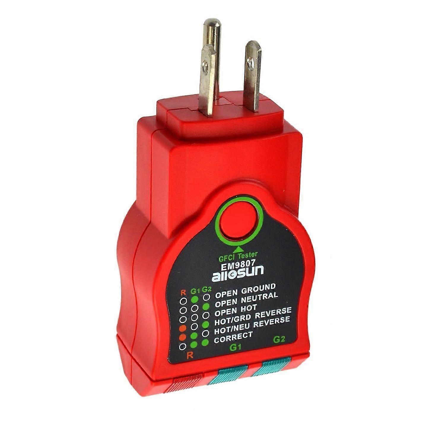 Gfci-steckdosenprüfer Von Allsun, 125 V 60 Hz Wechselstrom-steckdosenprüfer, Polaritäts- Und Spannungsdetektor, Stromkreisanalyse