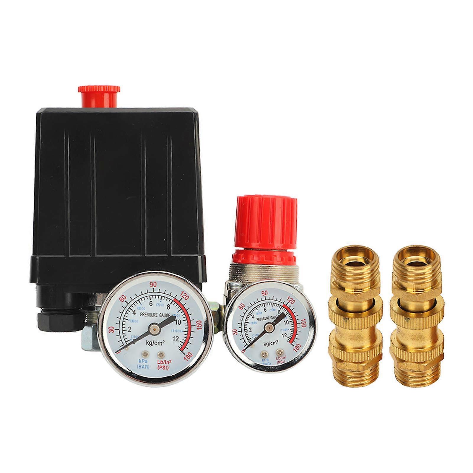 Druckschalter Für Luftkompressor, 1/4"-gewindesteuerventil, Druckregler Mit Manometer