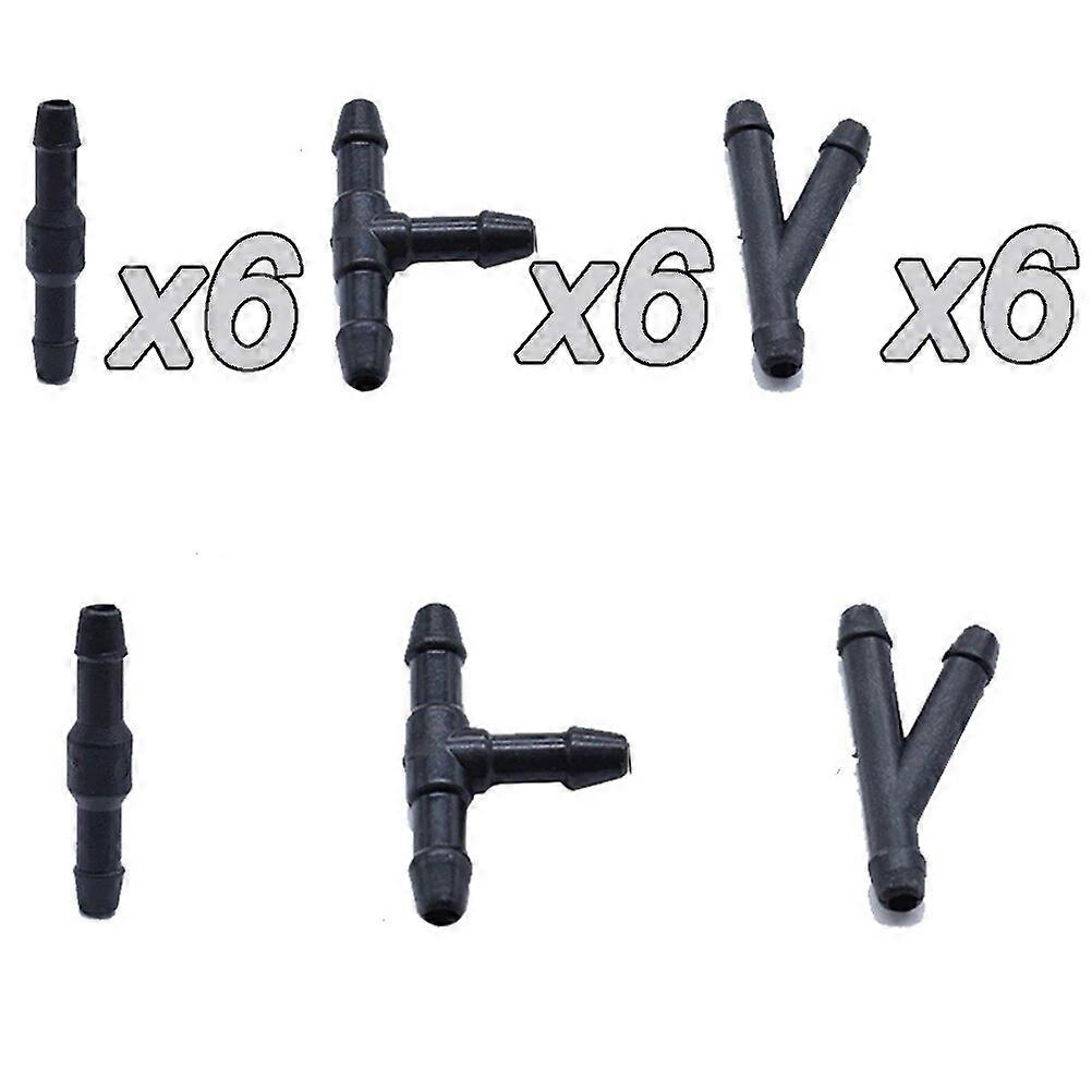 18-teiliges Set: Verbindungsstücke Für Scheibenwaschschlauch, Gerades T-stück, 3-wege-stück, Y-stück, Für Luft, Kraftstoff, Wasser, Benzin, Scheibenwischerdüse.