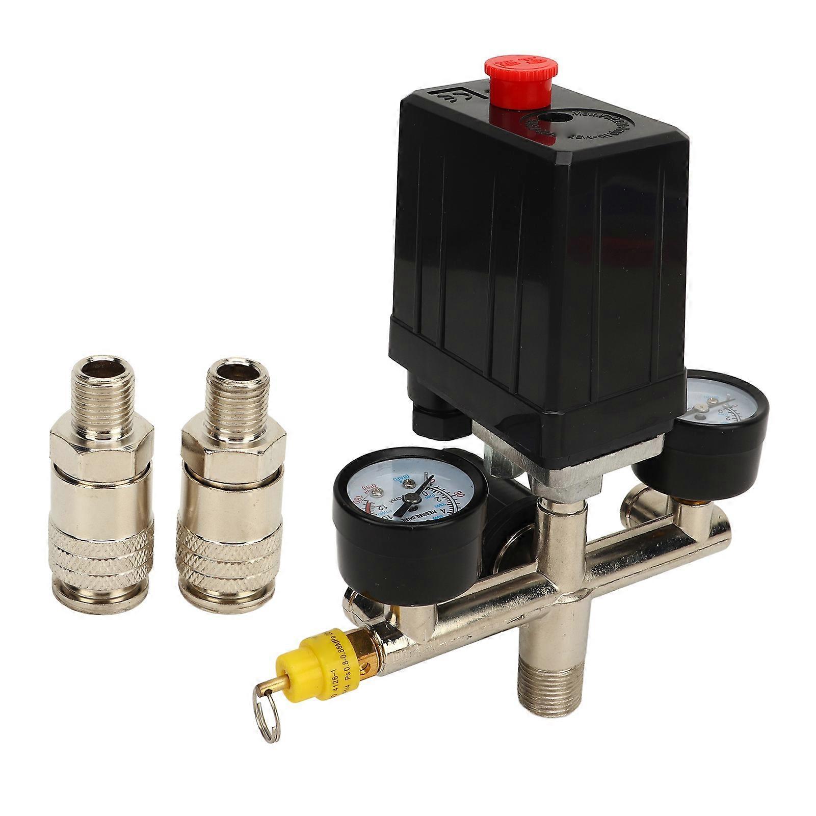 Ticfox Luftkompressor-druckregler, 3-in-1-regelventil Mit 0-12 Bar Schnellanschluss Und Manometer