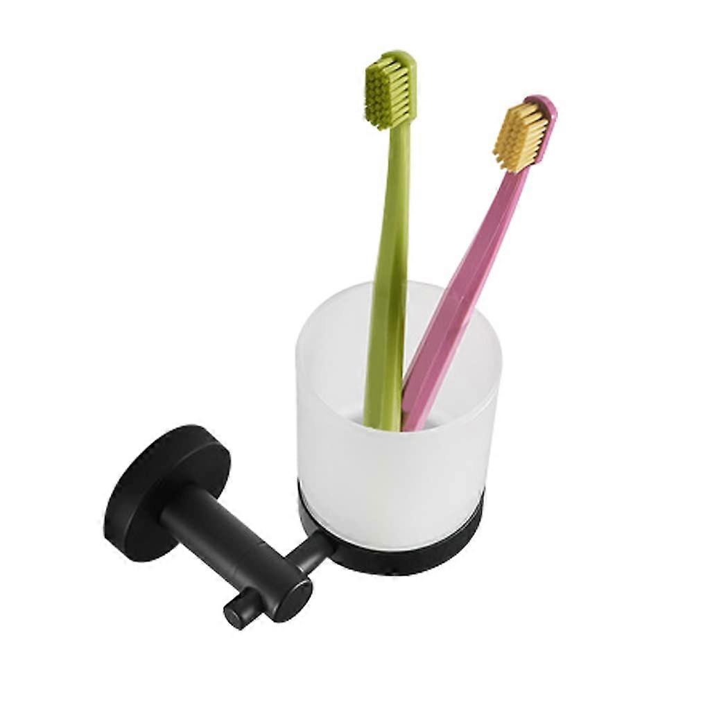 Zahnbürstenhalter Aus Edelstahl Mit Spülbecher, Eleganter Schwarzer All-in-one-badezimmerorganizer (einzelbecher)