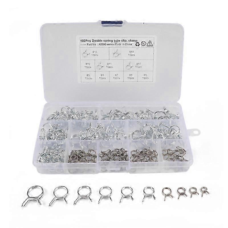 Packung Mit 150 Edelstahl-federschlauchschellen Für Benzin-, Wasser- Und Druckluftschläuche (auto).