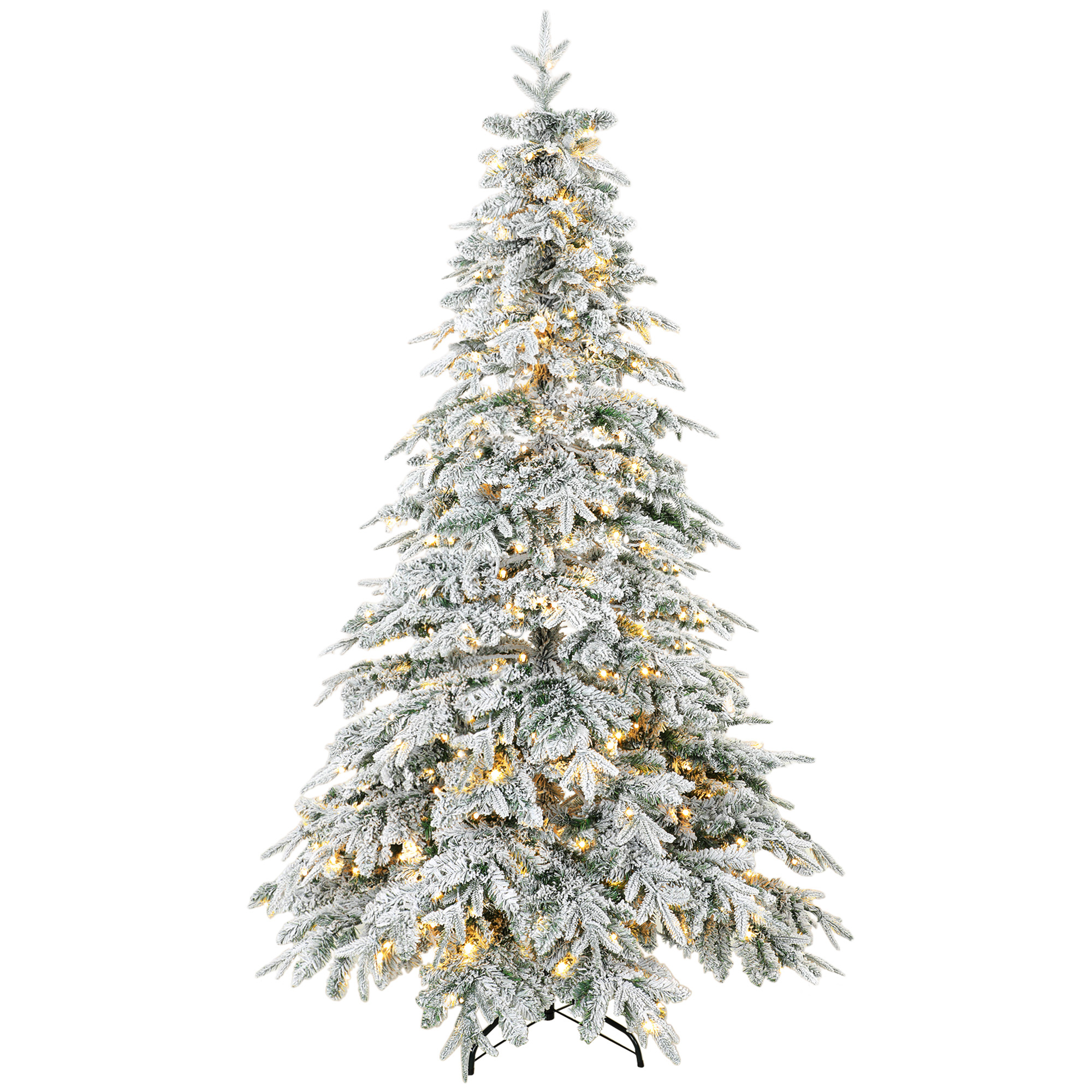 Künstlicher Weihnachtsbaum, 180 Cm, Beleuchtet, Schneeweiß, Grün Und Weiß