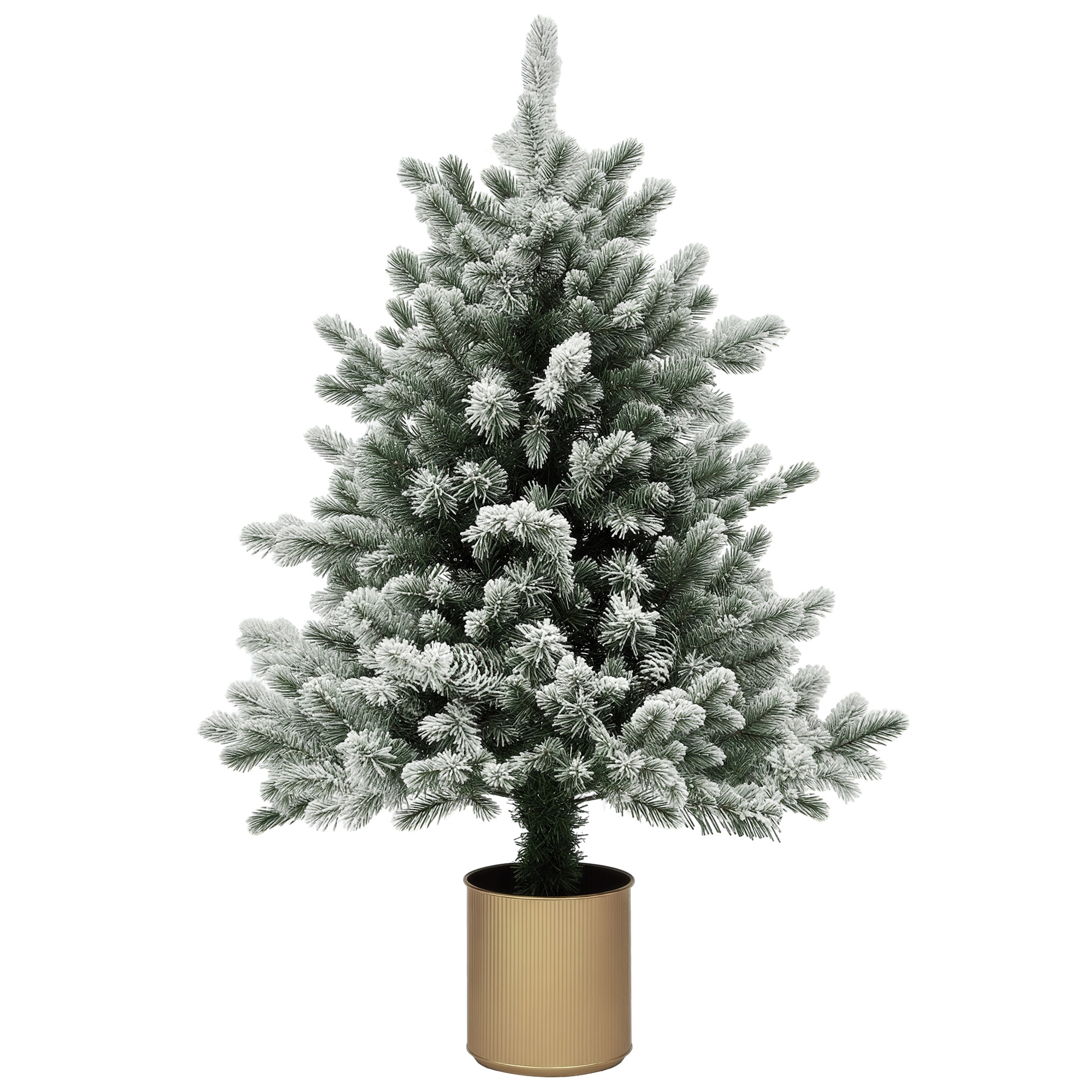 Weihnachtsbaum Mit Tannenzapfen, Schneebedeckt, Flammenhemmend, Stabil, Ø60 X 100h Cm, Grün/gold