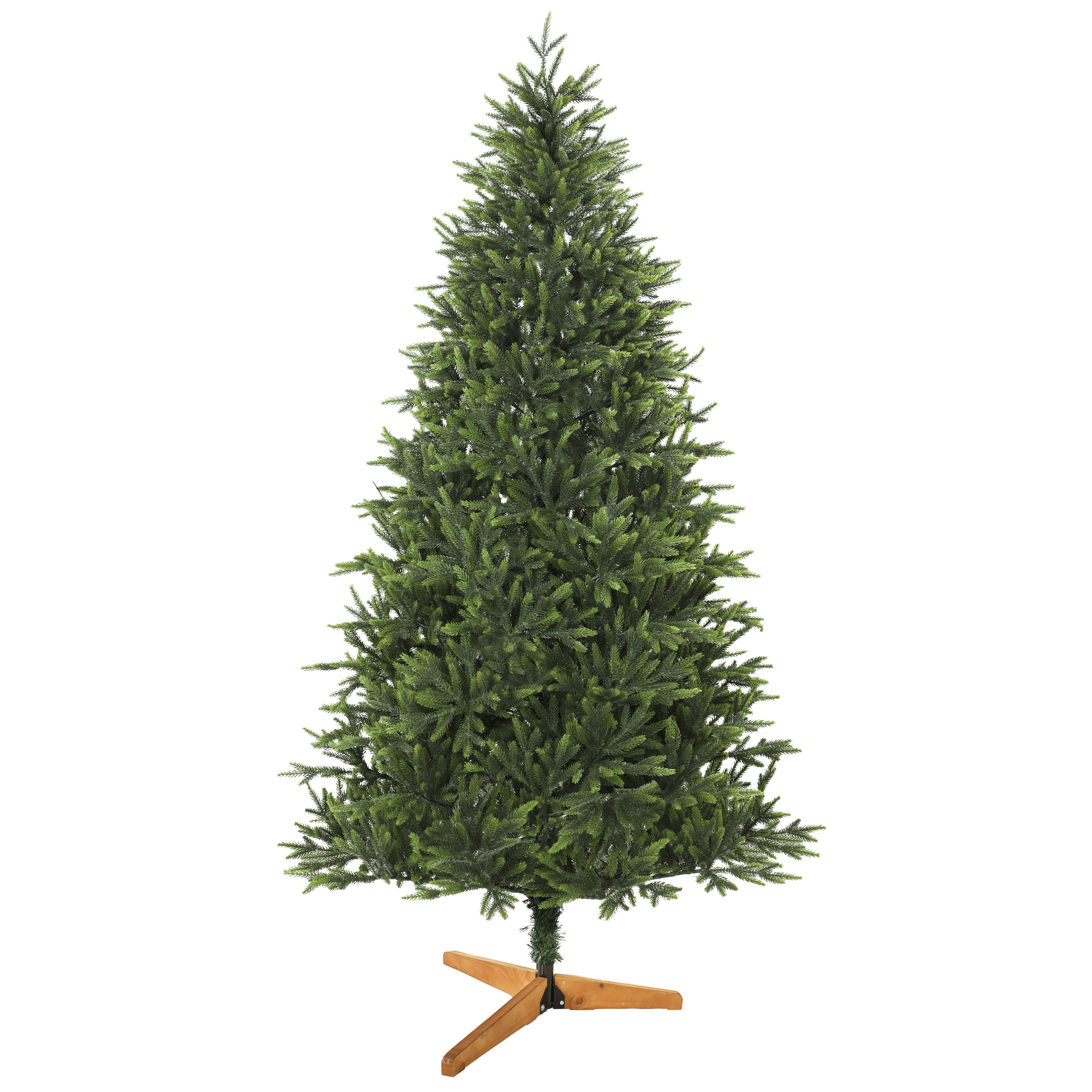 Künstlicher Weihnachtsbaum, 210 Cm, Nordmanntanne, 1008 Realistische, Bewegliche Zweigspitzen Aus Pe, Holzständer, Grün