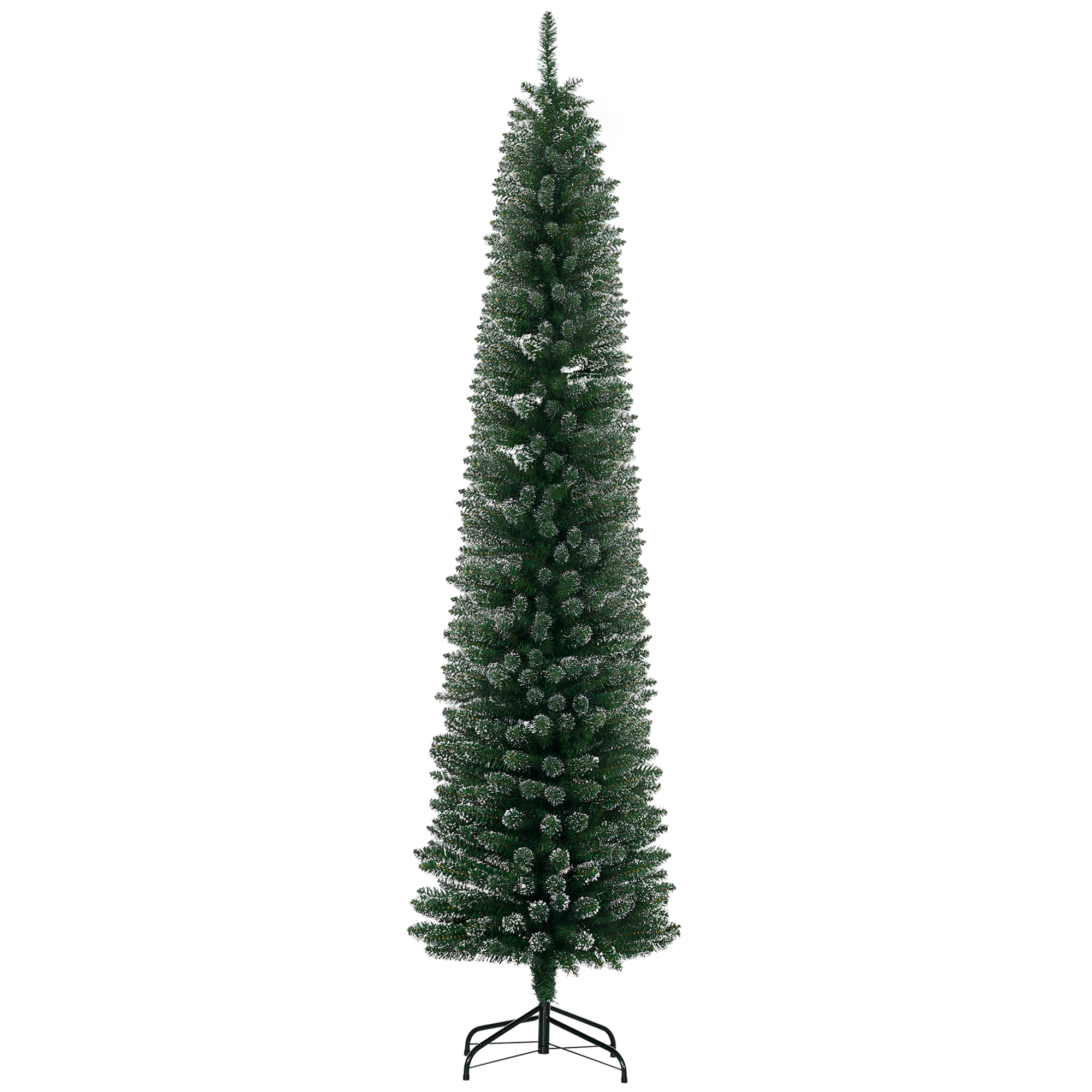 Schlanker, Schneebedeckter Weihnachtsbaum Mit 624 Zweigen, Abnehmbarem Und Faltbarem Sockel, Ø 56 X 225 Cm, Grün