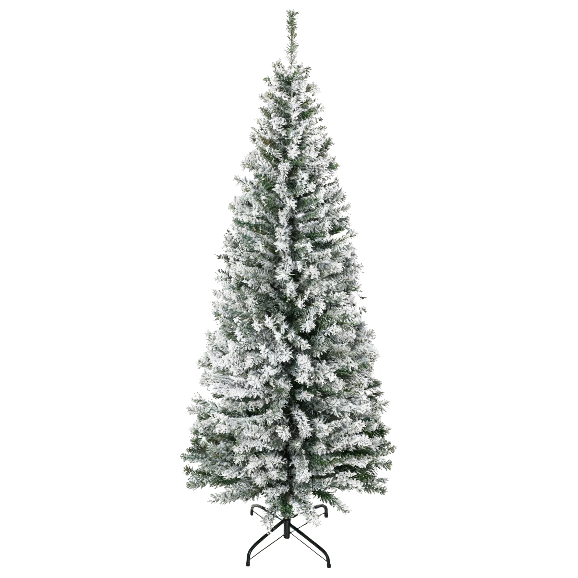 Grüner, Schneebedeckter Pp-weihnachtsbaum Mit 492 Feuerfesten Zweigen Und Edelstahlfuß, Ø 60 X 180 Cm