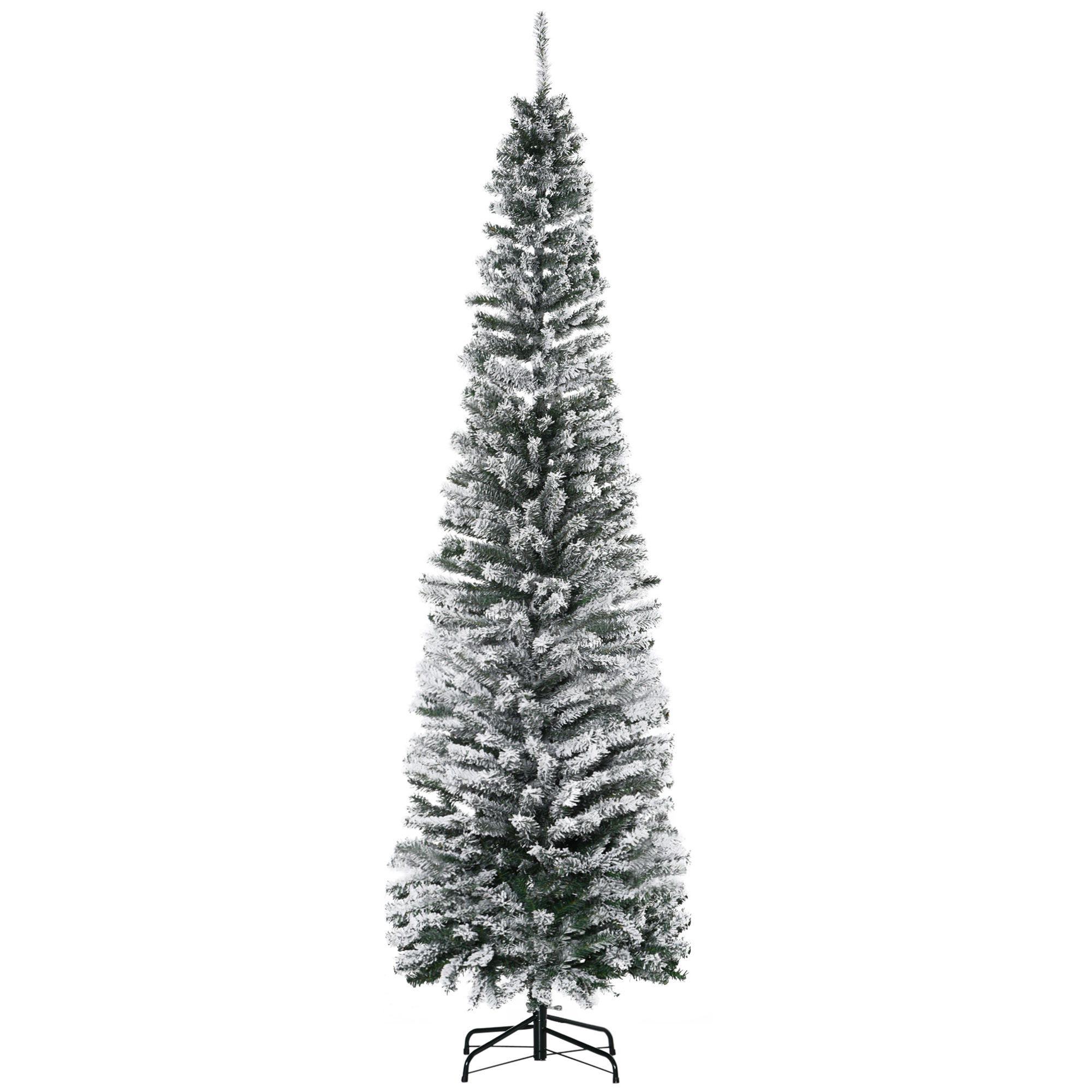 Grüner, Schneebedeckter Pp-weihnachtsbaum Mit 738 Feuerfesten Zweigen Und Edelstahlfuß, Ø 68 X 225 Cm