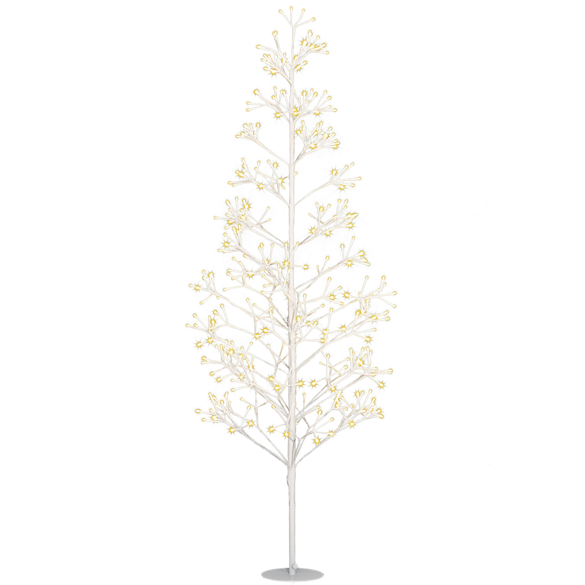 Künstlicher Weihnachtsbaum Mit 384 Weißen Led-lichtern Und Biegsamen Zweigen, Aus Pp Und Stahl, Ø 20 X 180 Cm, Weiß