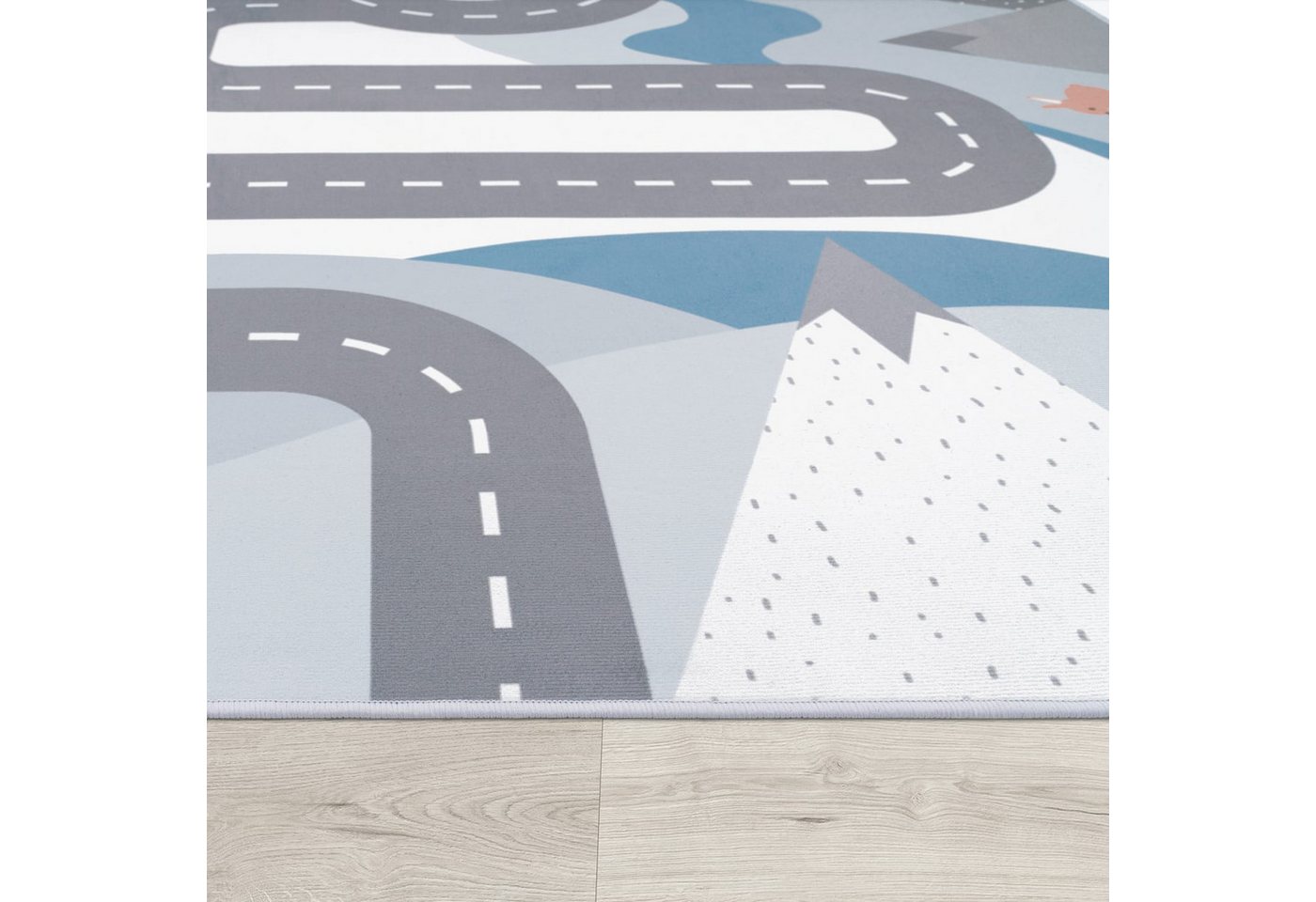 Kinderzimmerteppich Teppich Junge Mädchen Kinderteppich Baby Rutschfest Straße 80 Cm X 150 Cm Creme Rechteckig Bild 5