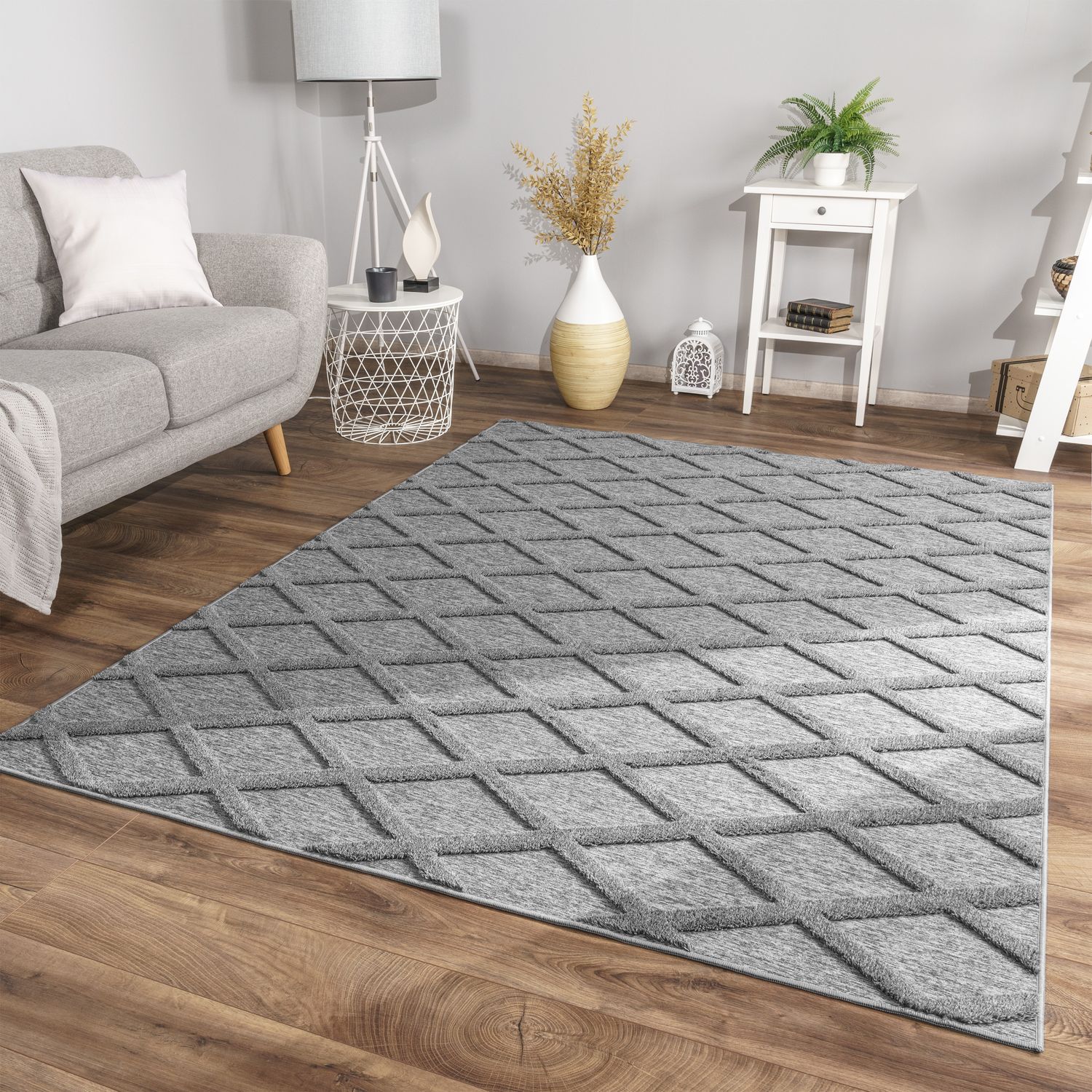 Wohnzimmer Teppich Esszimmer Kurzflor Skandinavisch 80 Cm X 150 Cm X 14 Mm Hellanthrazit Grau Läufer