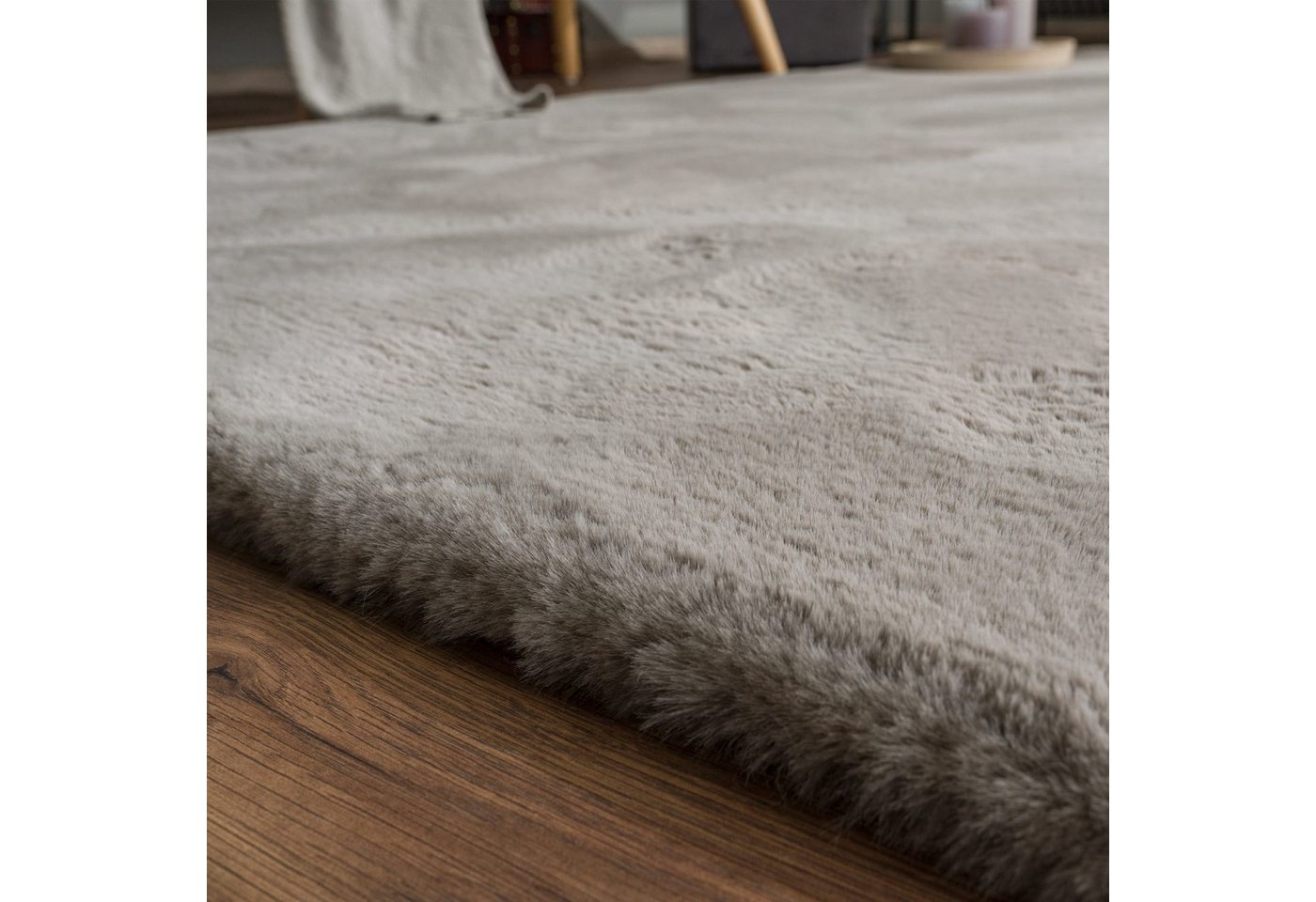 Wohnzimmer Hochflor Teppich Langflor Soft Kaninchenfell Fell Imitat Weich 60 Cm X 100 Cm X 39 Mm Hellgrau Rechteckig