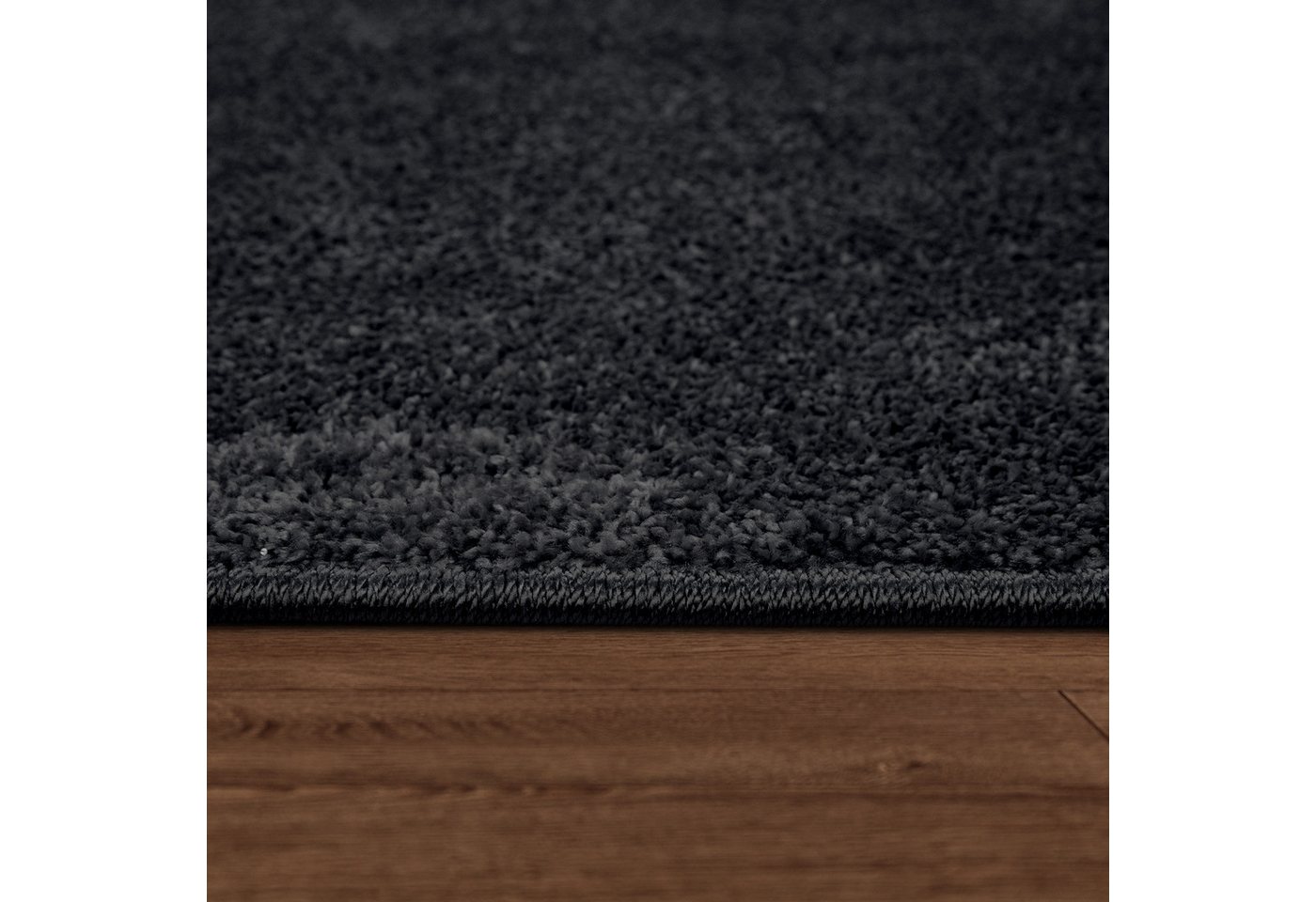Wohnzimmer Teppich Kurflor Unifarbendes Design Modern Und Zeitlos 60 Cm X 100 Cm X 12 Mm Grau Schwarz Läufer