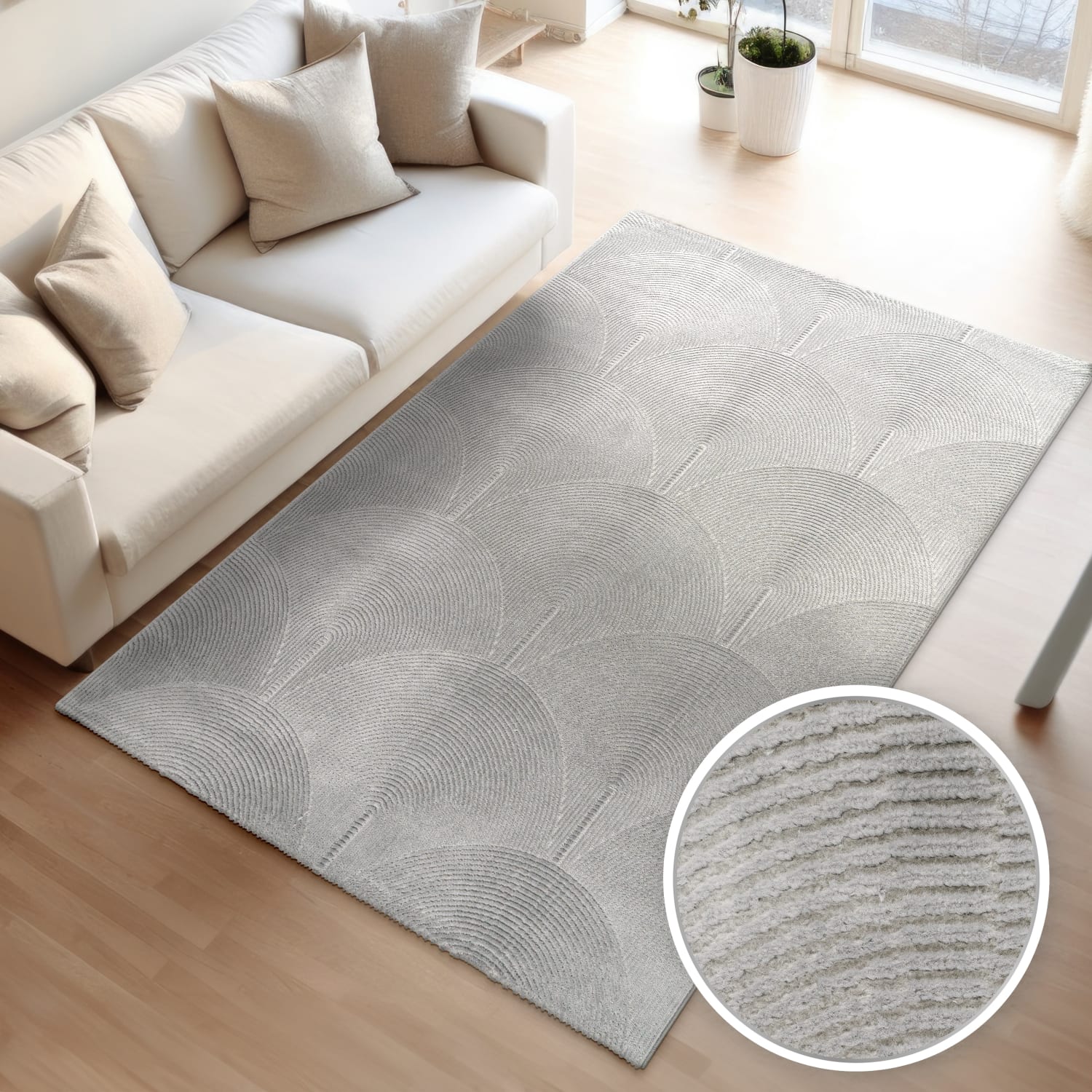 Wohnzimmer Teppich Esszimmer Kurzflor Boho Design Skandinavisch Unifarben Bogen 120 Cm X 160 Cm X 13 Mm Anthrazit Rechteckig